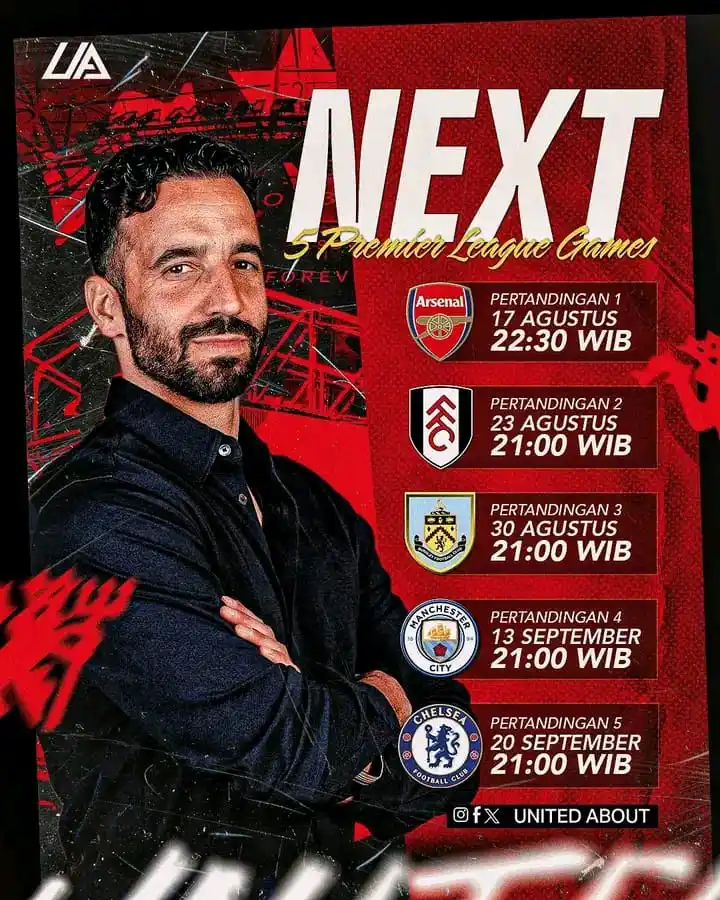 Image from MUFC INDONESIA🇮🇩🇲🇨: Berikut adalah jadwal 5 pertandingan pertama Manchester United di Prem...