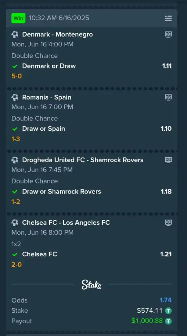 Image from Funnybros : *BET OF THE DAY TICKET WON ON STAKE!!!* ✅💵🔥✅💵💥✅💵🔥✅ 💵 $1,000 w...