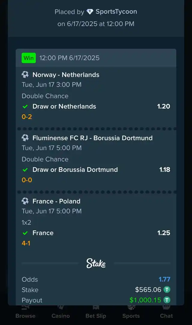 Image from Funnybros : *BET OF THE DAY TICKET WON ON STAKE!!!* ✅💵🔥✅💵💥✅💵🔥✅ 💵 $1,000 w...