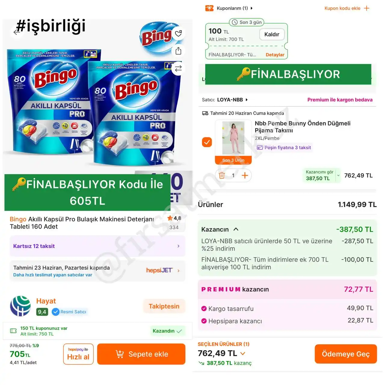 Image from İndirim Fırsat Merkezi: 🔥Bingo Akıllı Kapsül Pro Bulaşık Makinesi Deterjanı 160 Adet ✅FİNAL...