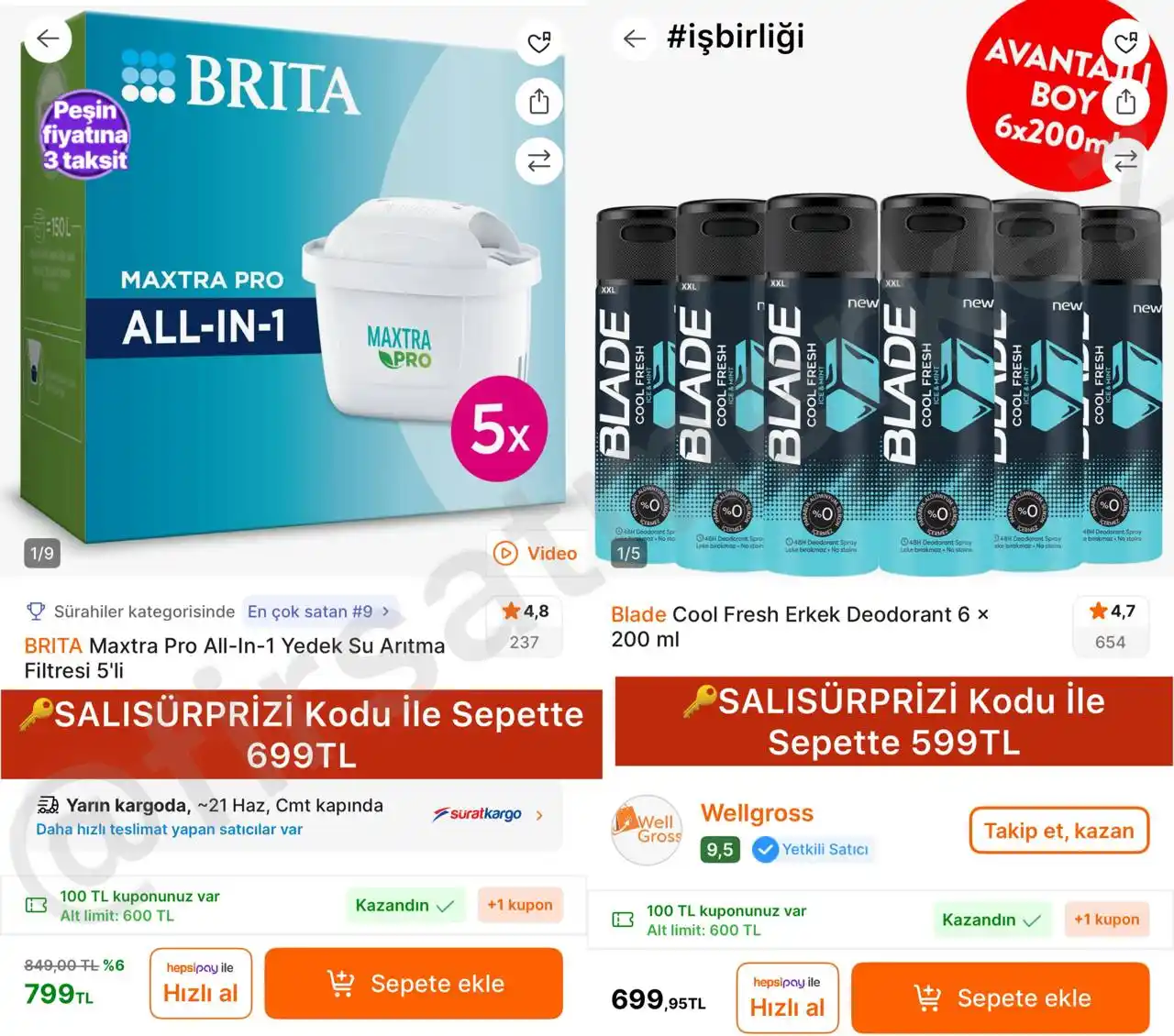 Image from İndirim Fırsat Merkezi: 🔥Brita Maxtra Pro All In 1 Yedek Su Arıtma Filtresi 5’Li 🔑SALISÜRP...
