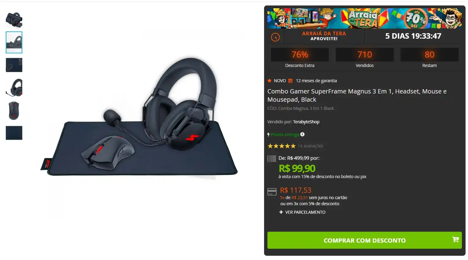 Image from GPCR Promo - Hardware e Tecnologia: 🔥Combo Gamer SuperFrame Magnus 3 Em 1, Headset, Mouse e Mousepad 💲R...