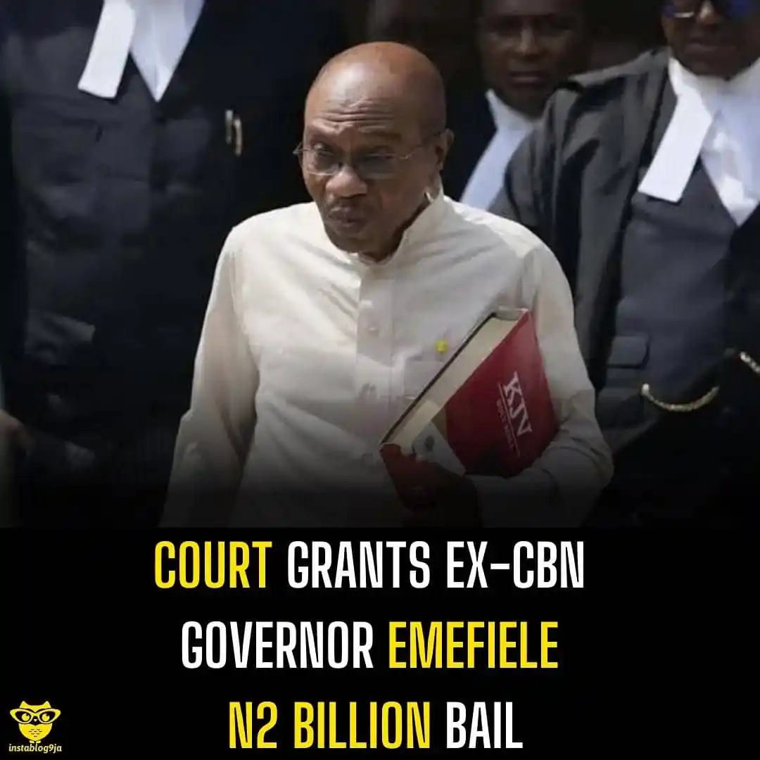 Image from Instablog9ja Network: Court Grants Ex-CBN Governor Emefiele N2 Billion Bail. A High Court o...
