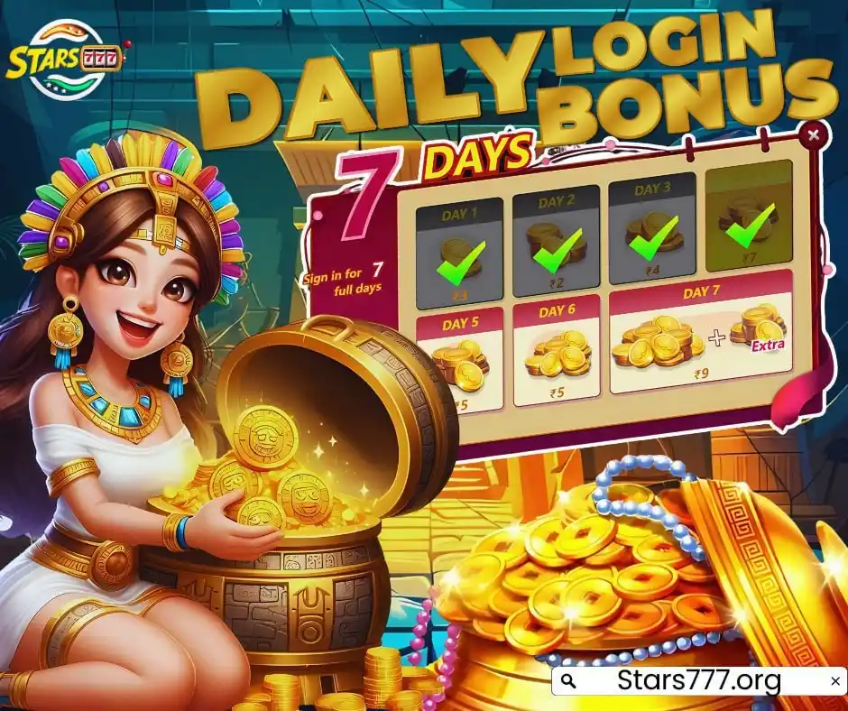 Image from STARS777 : 💎Daily Login Bonus: 7 Days of VIP Rewards! 💎 🔥 Consis...