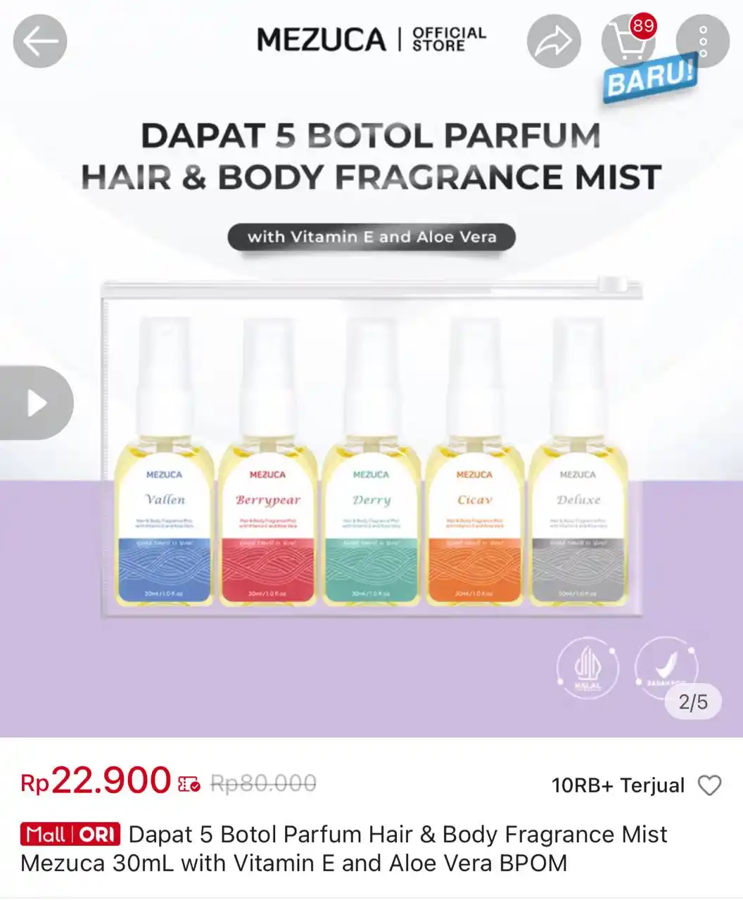 Image from Racun Shopee Receh: Dapat 5 Botol Parfum Hair & Body Fragrance Mist Mezuca 30mL with Vitam...