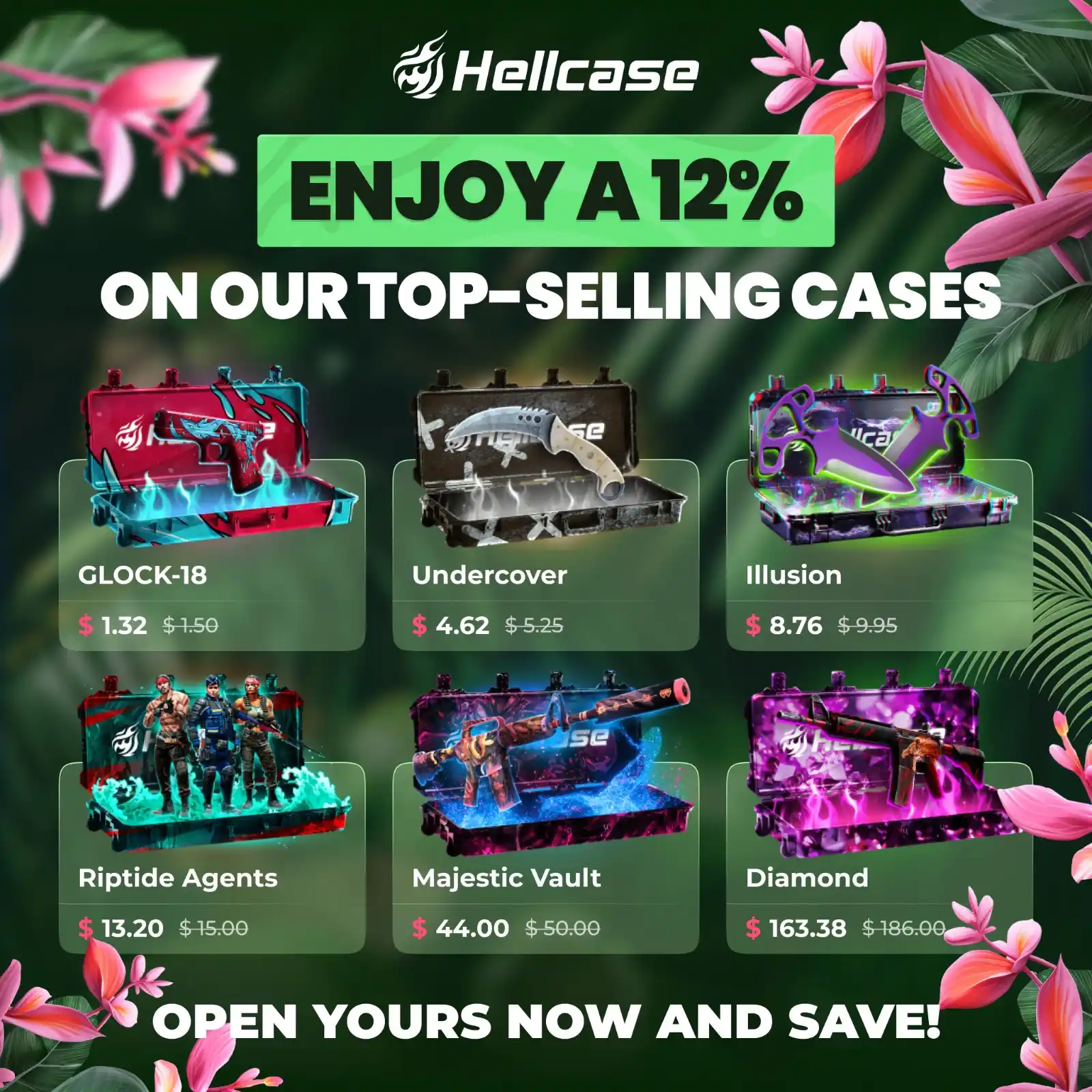 Image from Hellcase Official: Discover our newest discounted cases — Glock-18, Undercover, Illusion,...