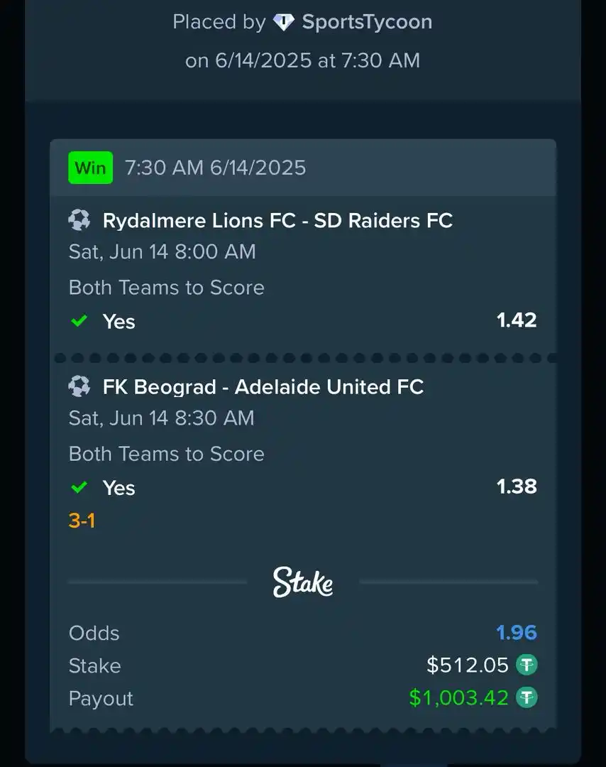 Image from Funnybros : *EARLY KICKOFF TICKET WON ON STAKE!!!* ✅💵🔥✅💵💥✅💵🔥✅ 💵 $1,000 wo...