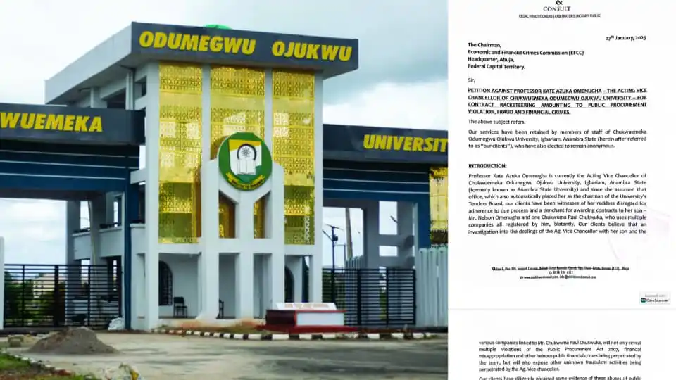 Image from Sahara Reporters: EFCC Probes Odumegwu Ojukwu Varsity Vice-Chancellor For Alleged Contra...
