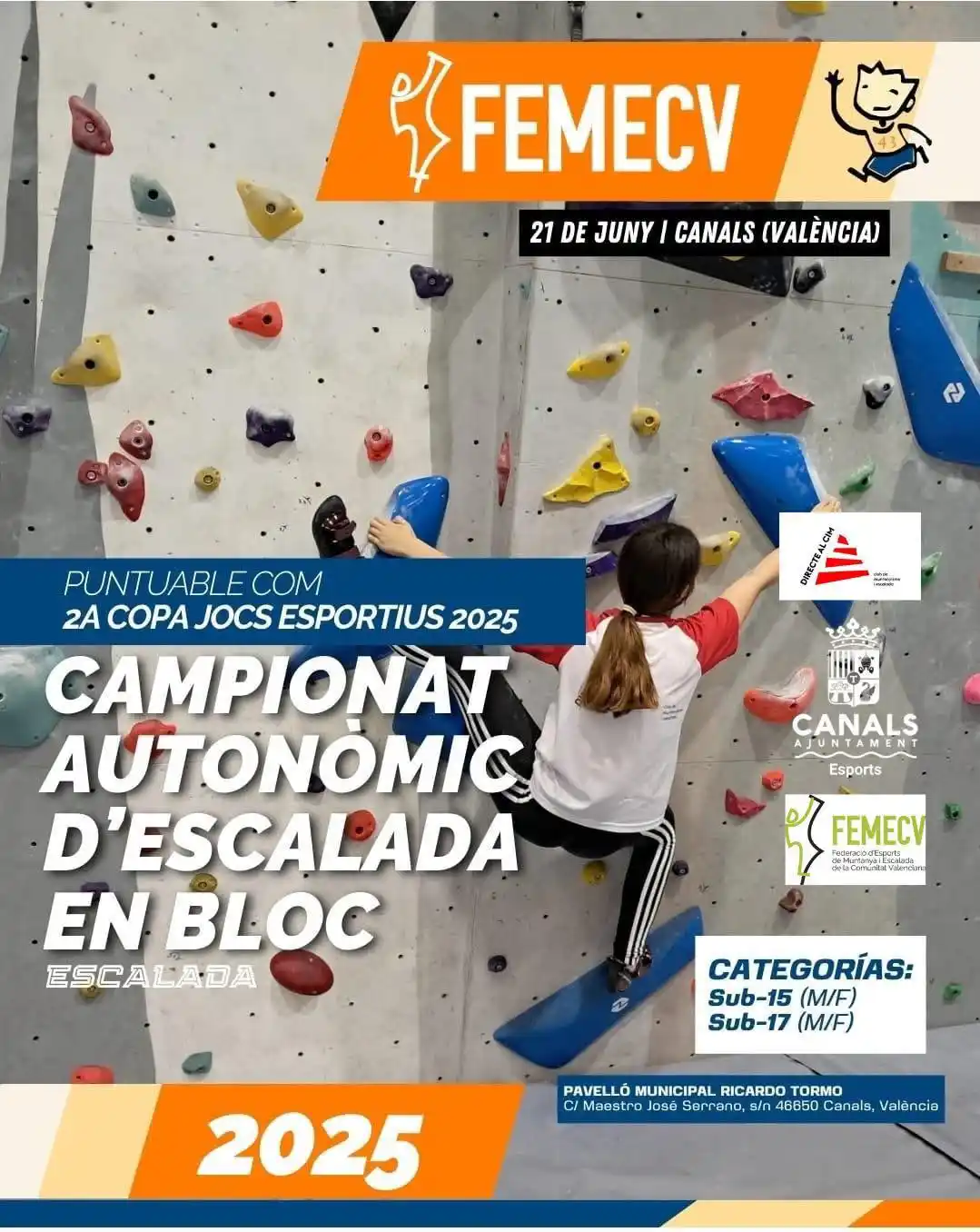 Image from Ajuntament de Canals: 🧗♂️ En una setmana, el Pavelló Ricardo Tormo acollirà dos campionats...