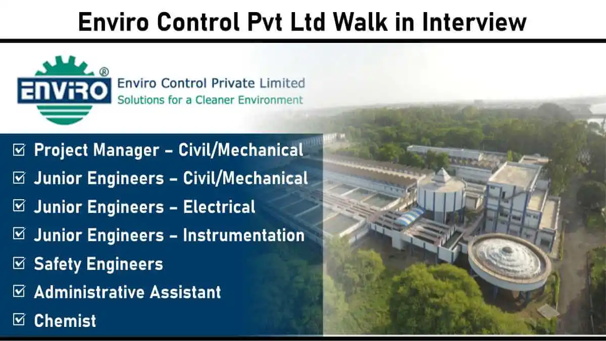 Image from Construction Placement: 📢📢 *Enviro Control Pvt Ltd Walk in Interview: Water, Sewage, and Eff...