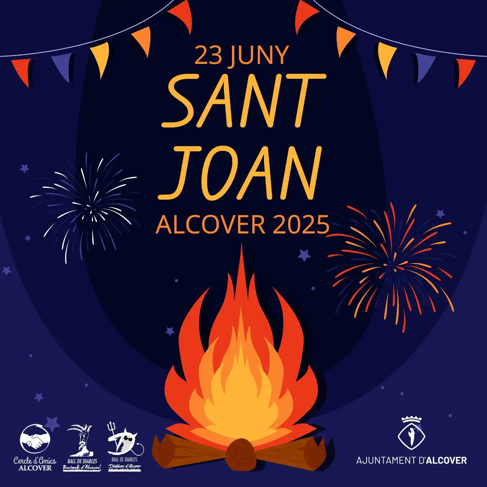 Image from Alcover Vila: *[FESTES]* 🎆 Revetlla de Sant Joan, dilluns 23 de juny.   🔥19.30h – ...