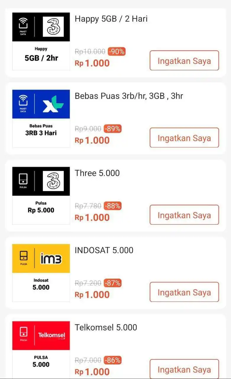 Image from Racun Shopee Receh: Flash Sale Pulsa & Paket Data 1RB ⚡ ⏰ 00:00 WIB Khusus di aplikasi ...