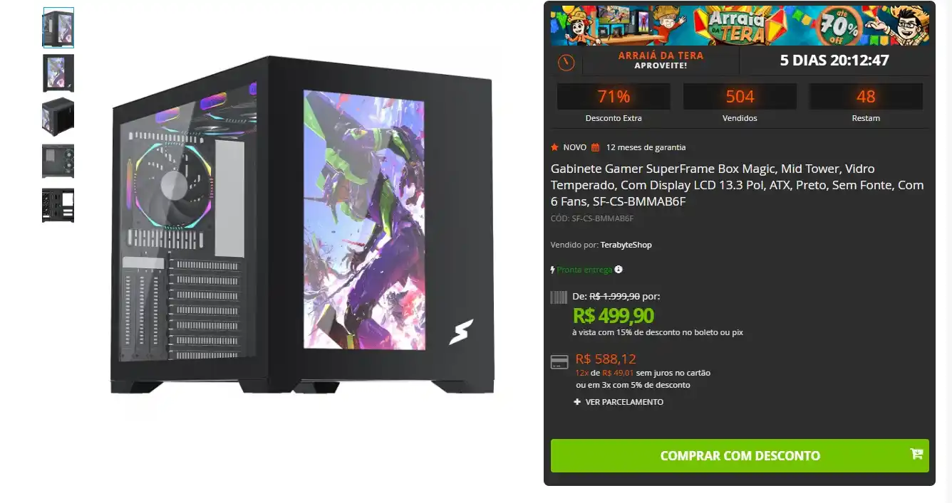 Image from GPCR Promo - Hardware e Tecnologia: 🔥🔥Gabinete Gamer SuperFrame Box Magic, Mid Tower, Vidro Temperado, C...