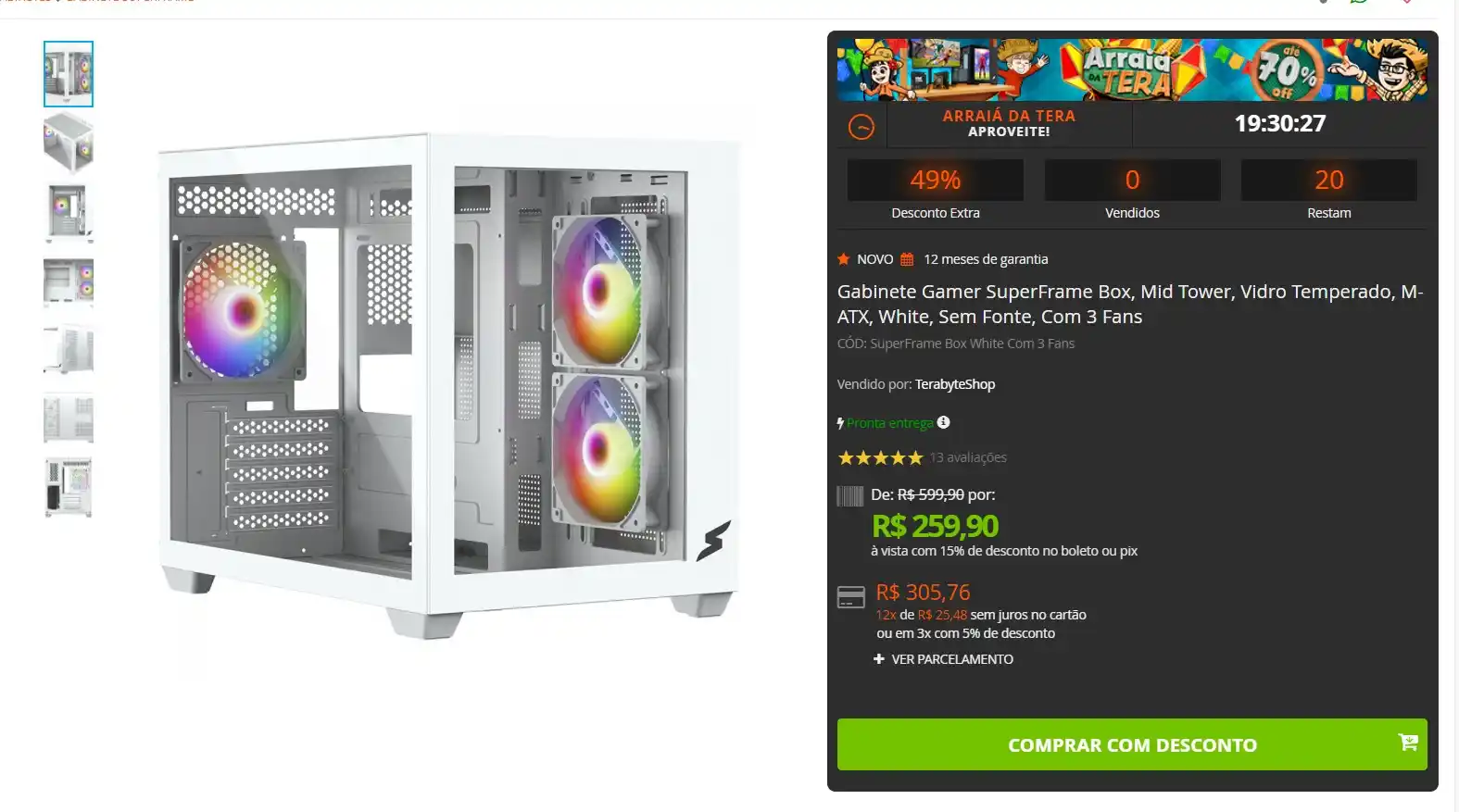 Image from GPCR Promo - Hardware e Tecnologia: 🔥Gabinete Gamer SuperFrame Box + 3 Fans 💲R$259,90 https://www.tera...