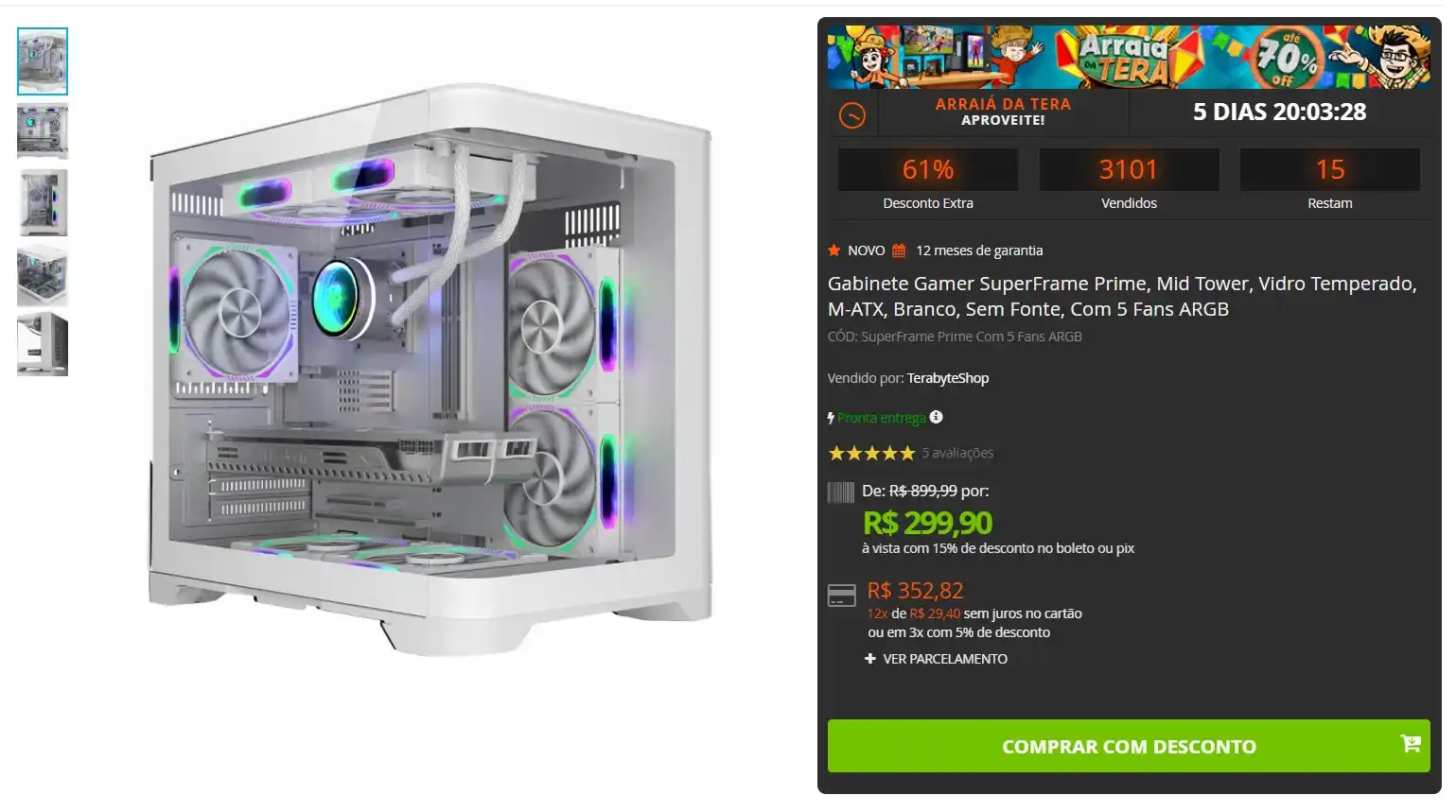 Image from GPCR Promo - Hardware e Tecnologia: 🔥Gabinete Gamer SuperFrame Prime + 5 fans ARGB 💲R$299,90 🔗https:/...