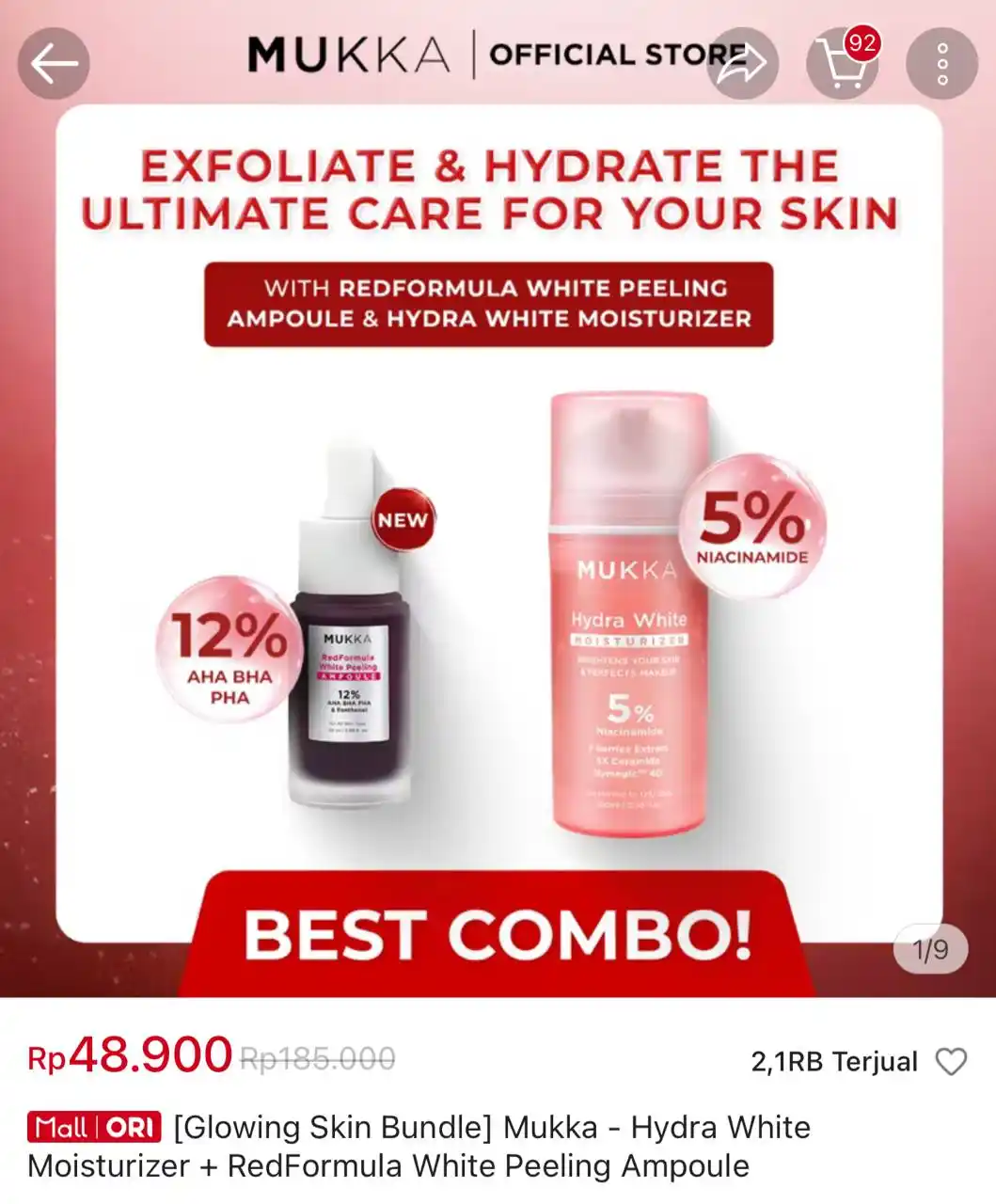 Image from Racun Shopee Receh: [Glowing Skin Bundle] Mukka - Hydra White Moisturizer + RedFormula Whi...