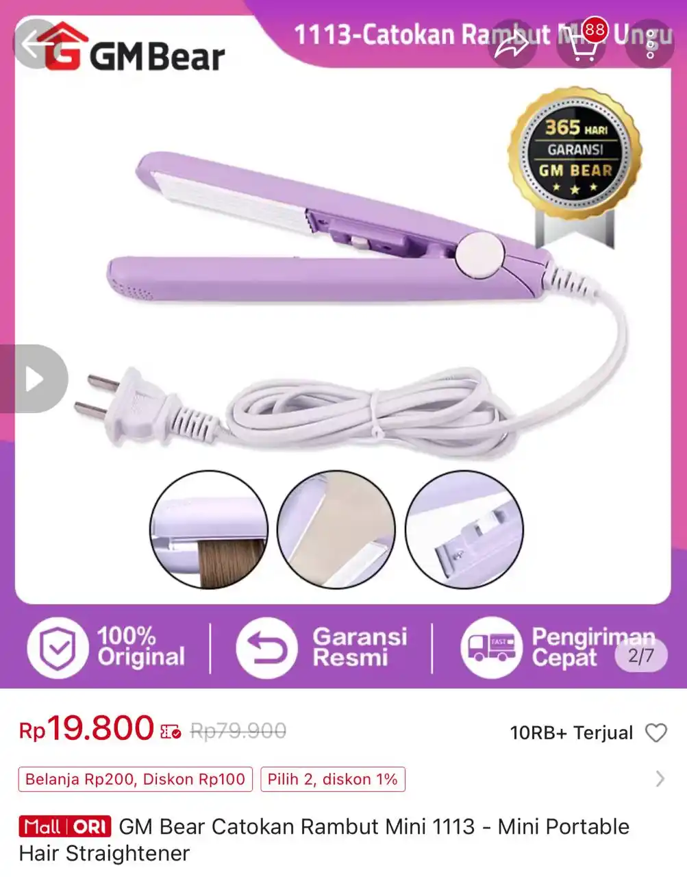 Image from Racun Shopee Receh: GM Bear Catokan Rambut Mini 1113 - Mini Portable Hair Straightener htt...