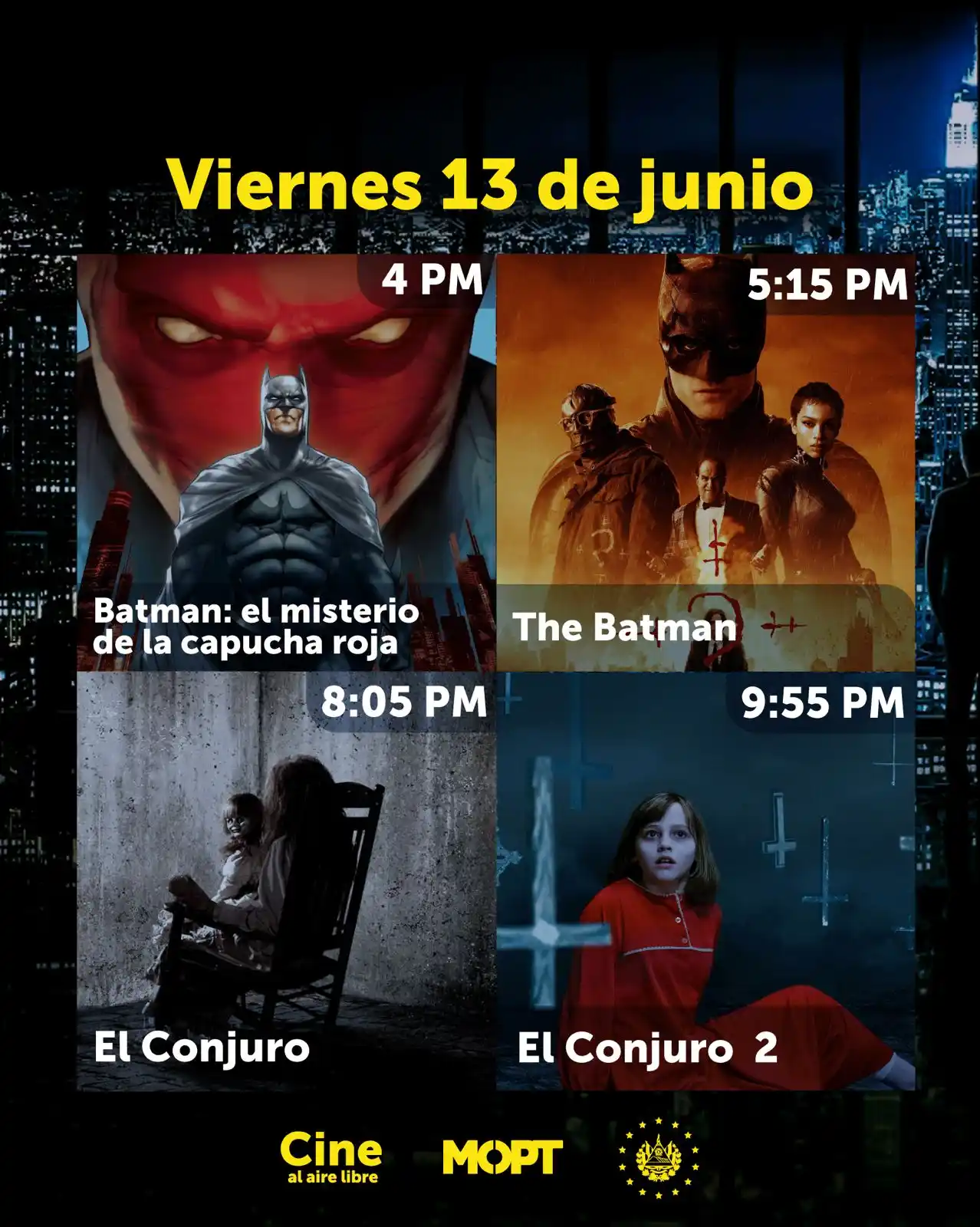 Image from MOPT El Salvador: Hoy es viernes 13 y el terror se apodera del Cine al Aire Libre. El e...