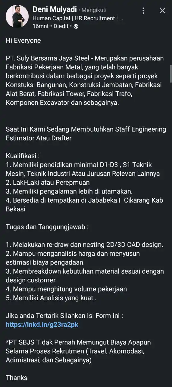 LOWONGAN PEKERJAAN JABODETABEK - KARAWANG post