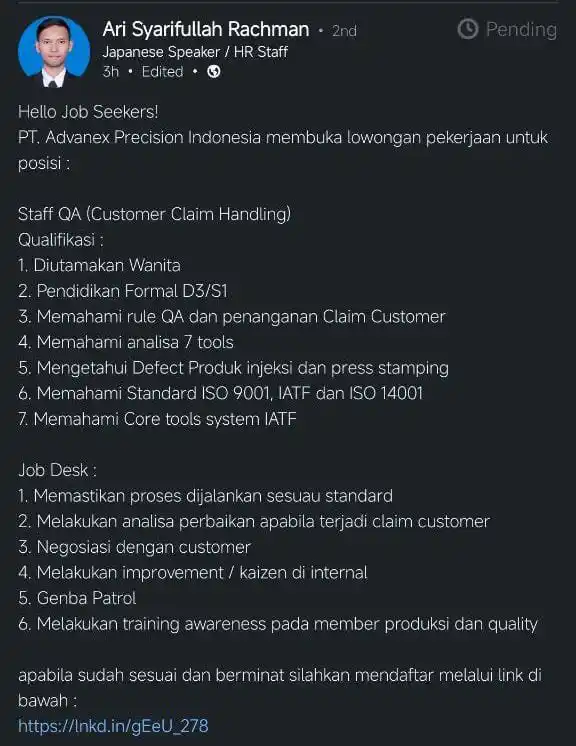 Image from LOWONGAN PEKERJAAN JABODETABEK - KARAWANG: https://docs.google.com/forms/d/e/1FAIpQLSf1BH_3mNi21OoJIYxZjXSK_xq7R5...