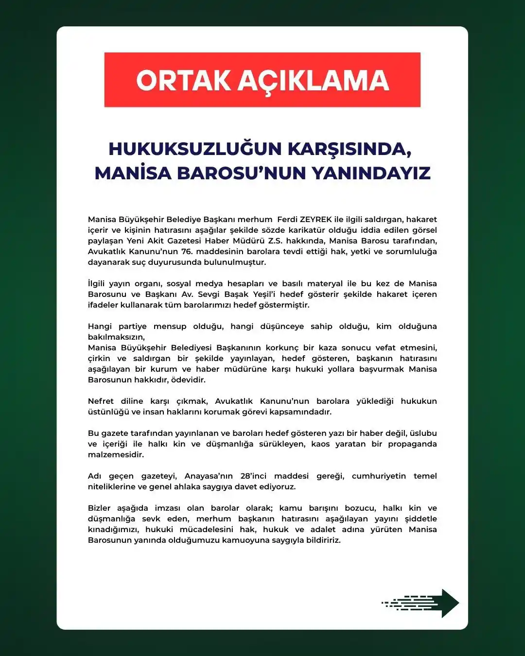 Image from Ankara Barosu: HUKUKSUZLUĞUN KARŞISINDA, MANİSA BAROSU’NUN YANINDAYIZ Manisa Büyükşe...