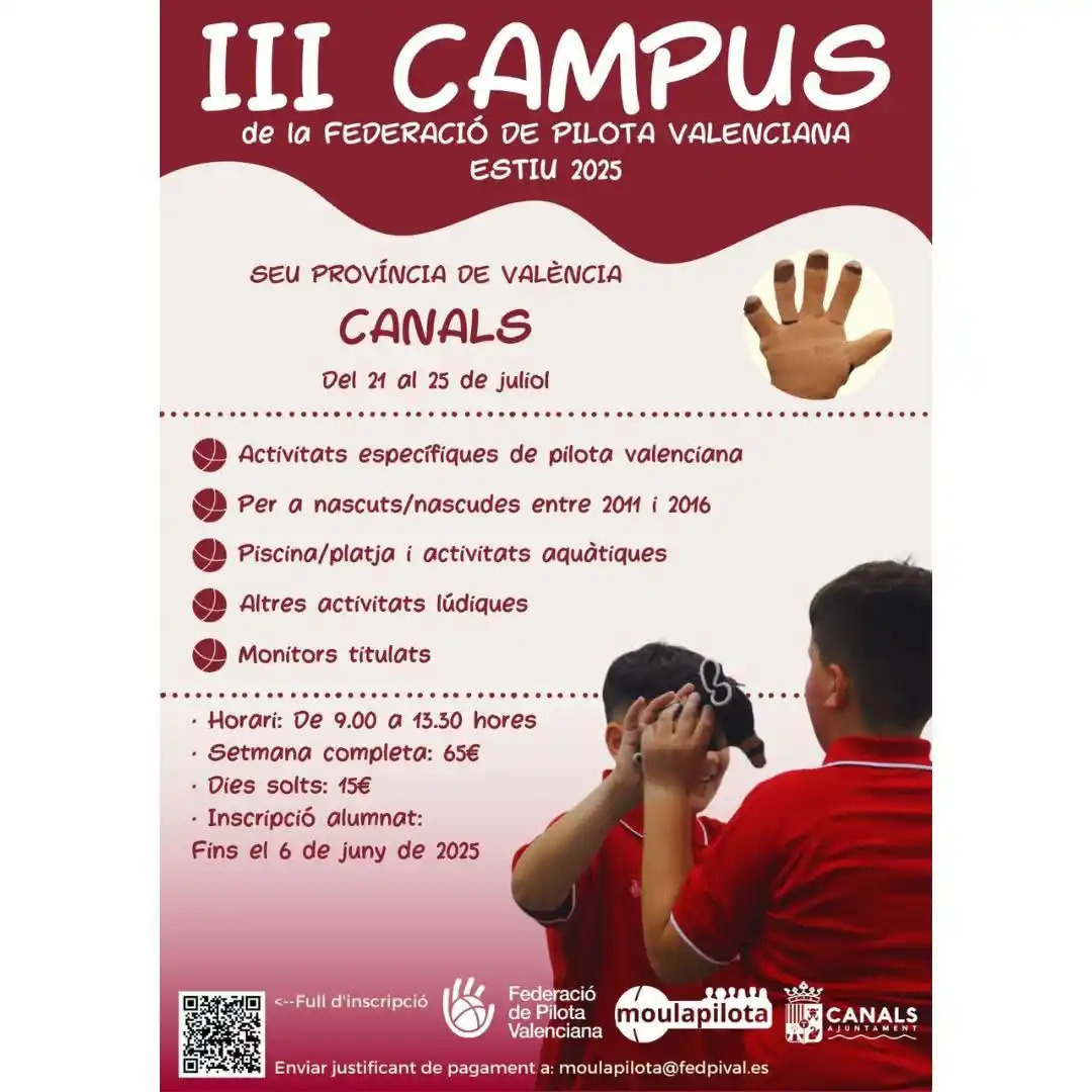 Image from Ajuntament de Canals: 🖐🏻 La regidoria d'Esports de l'Ajuntament de Canals, juntament amb l...