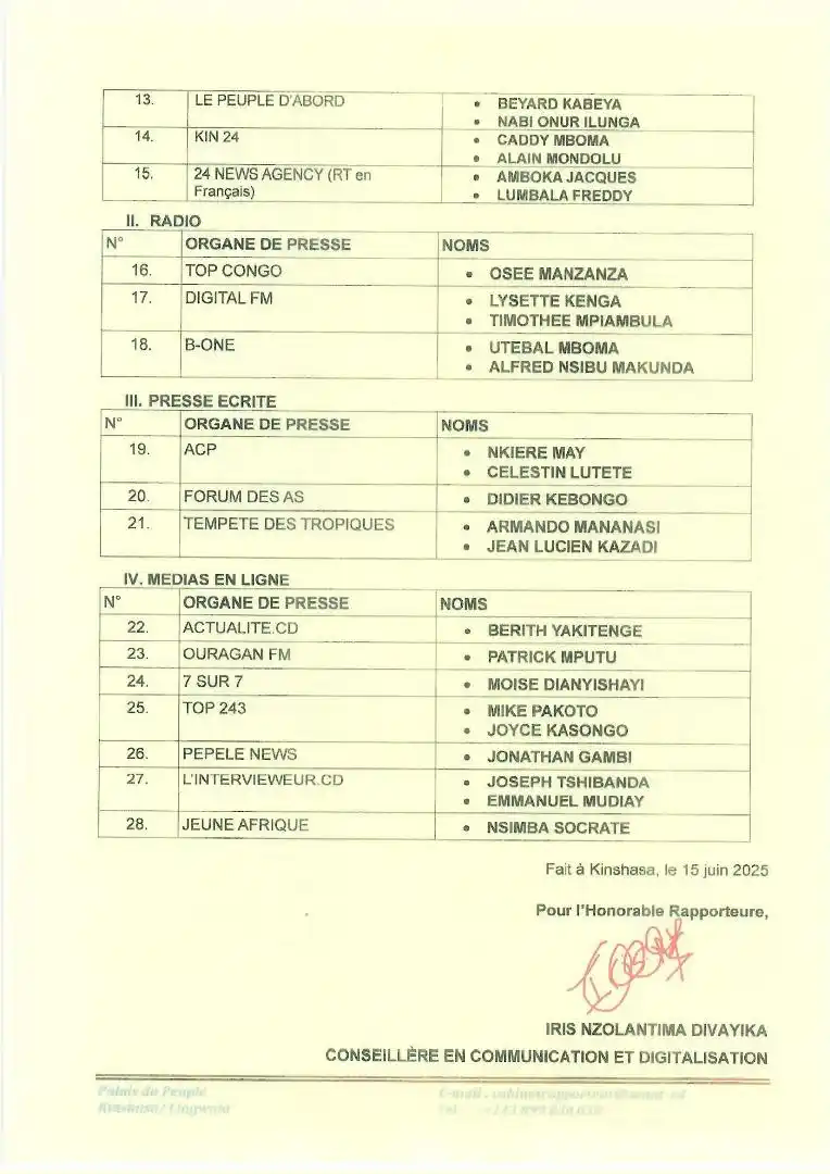 Image from SENAT RDC: *La Session ordinaire (15 mars au 15 juin 2025) se clôture ce jour.* ...