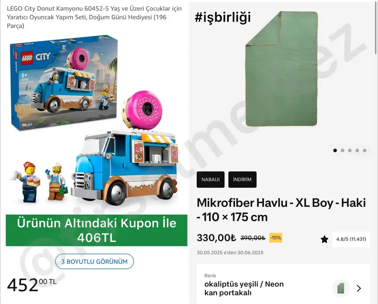 Image from İndirim Fırsat Merkezi: 🔥Lego City Donut Kamyonu Oyuncak Yapım Seti 196 Parça ✅Ürünün Altın...
