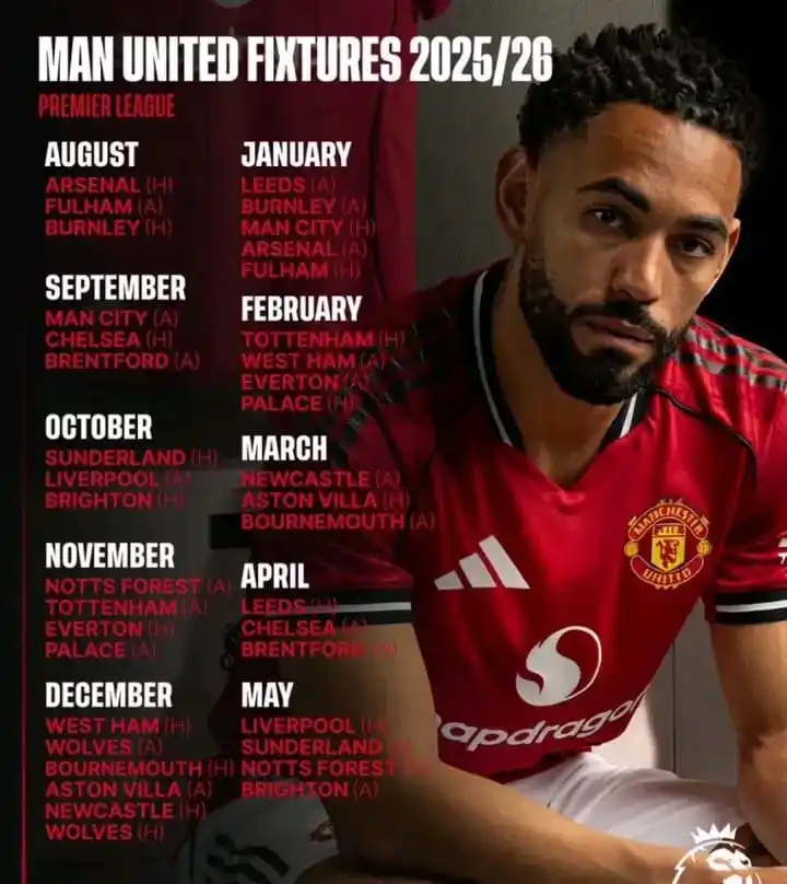 Image from MUFC INDONESIA🇮🇩🇲🇨: 🚨✅ Man United 25/26 PL fixtures....