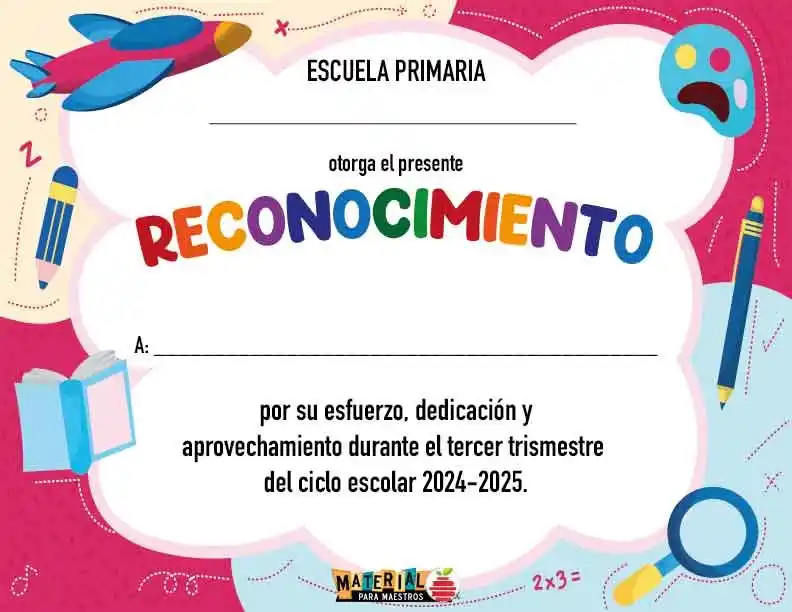 Image from Sexto Grado - Material para Maestros: ¡MATERIAL GRATIS! Formato de reconocimiento para premiar la dedicació...