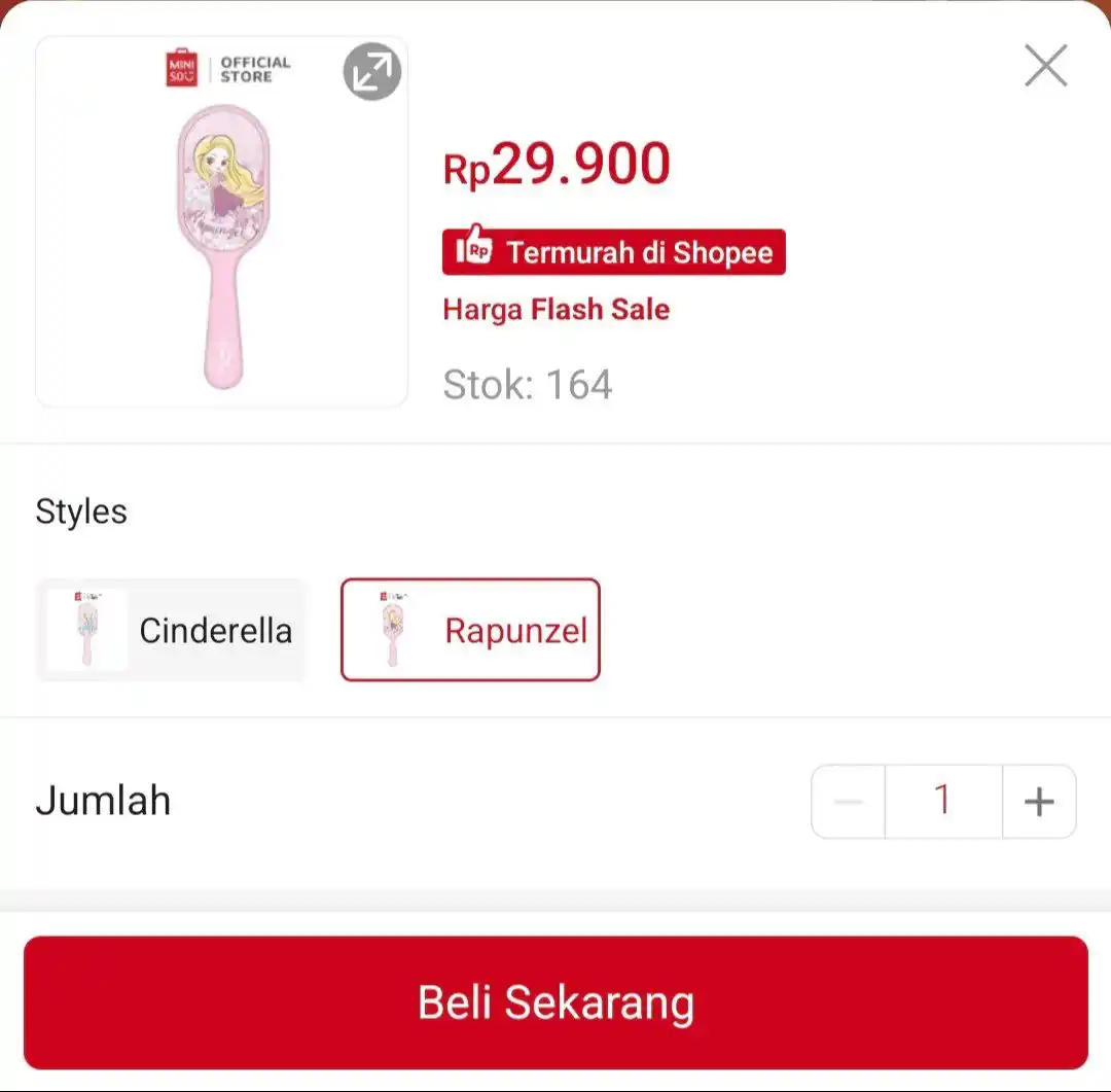 Image from Racun Shopee Receh: Miniso x Disney Princess Collection Sisir Rambut dan Pijat Kepala 2 in...