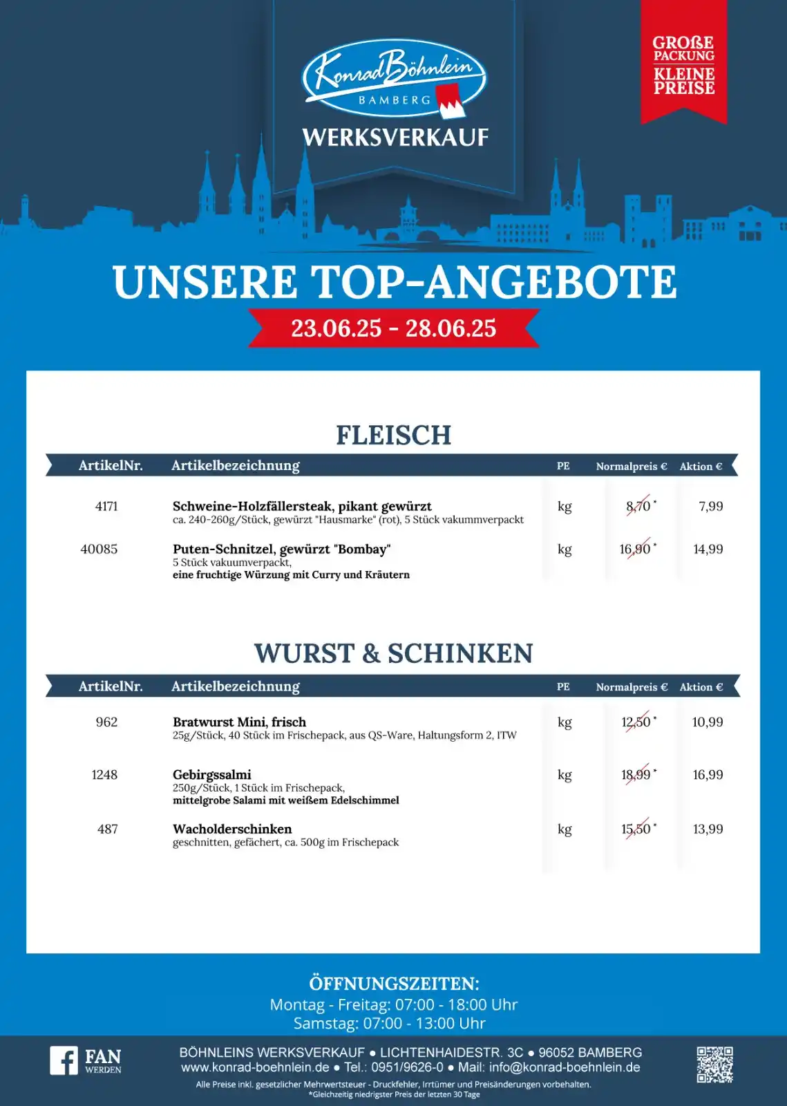 Image from Konrad Böhnlein GmbH: Morgen ist Feiertag! Daher: Jetzt schon unsere leckeren Werksverkauf-A...