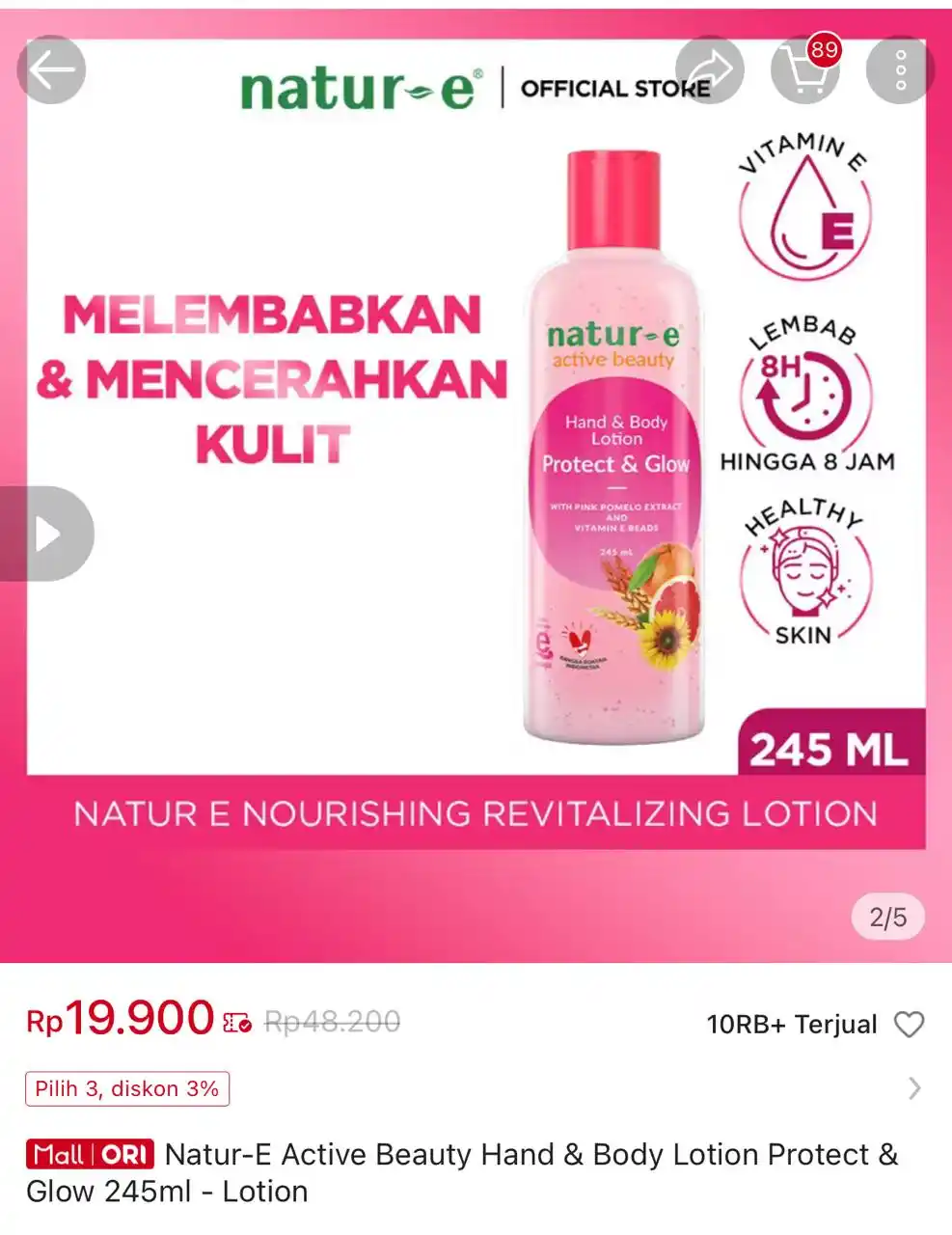 Image from Racun Shopee Receh: Natur-E Active Beauty Hand & Body Lotion Protect & Glow 245ml - Lotion...
