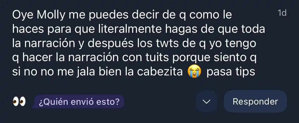 Image from moli actus : no siempre hago primero la narración, la vdd depende mucho de q tantas...