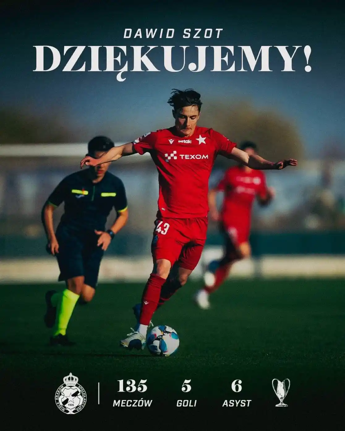 Image from Wisła Kraków 🔵⚪️🔴: Obrońca Białej Gwiazdy - Dawid Szot po siedmiu latach żegna się z Wisł...