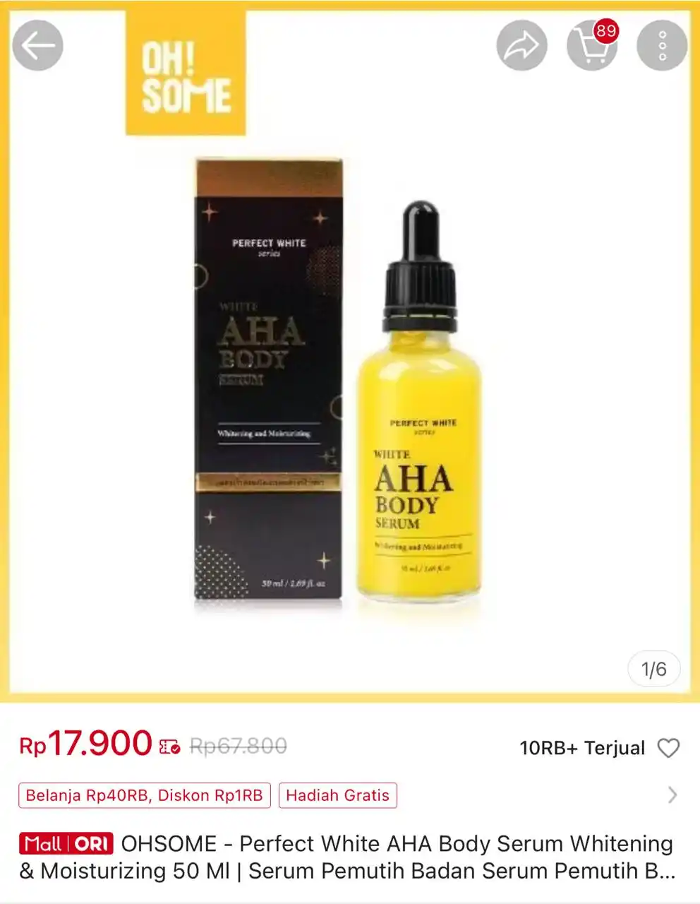 Image from Racun Shopee Receh: OHSOME - Perfect White AHA Body Serum Whitening & Moisturizing 50 Ml ...