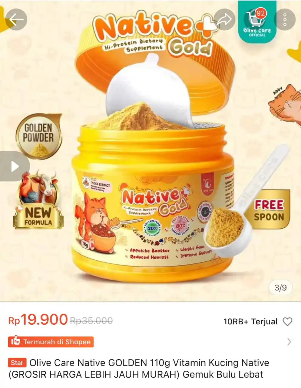 Image from Racun Shopee Receh: Olive Care Native GOLDEN 110g Vitamin Kucing Native (GROSIR HARGA LEBI...