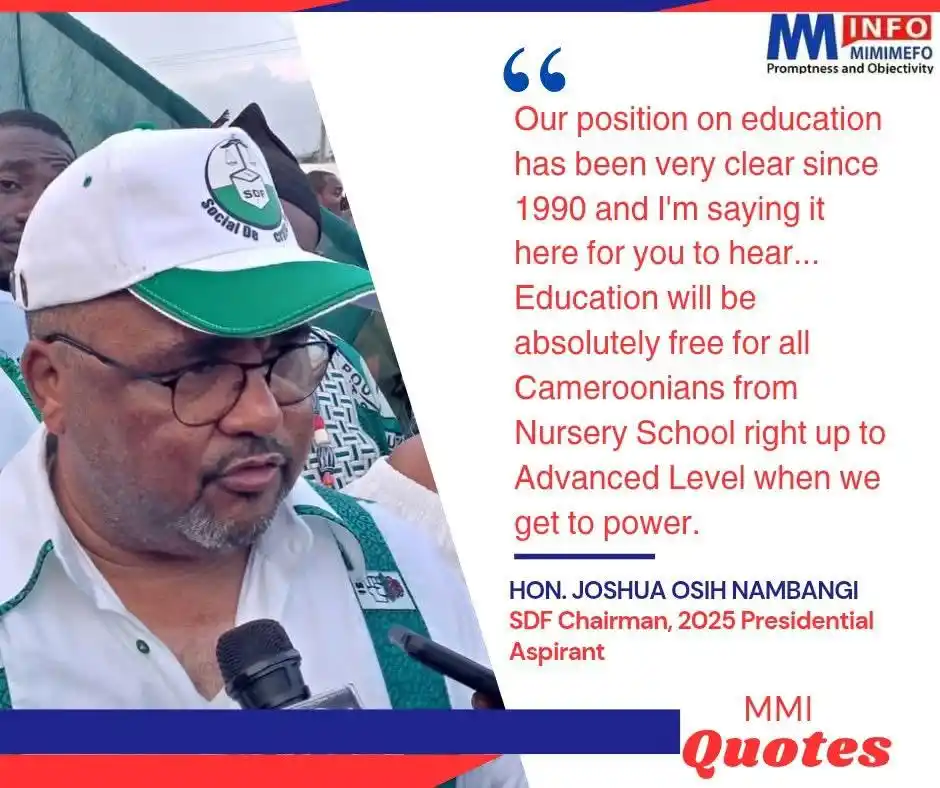 Image from Mimi Mefo Info (MMI) : “Our position on education has been very clear since 1990 and I'm sayi...