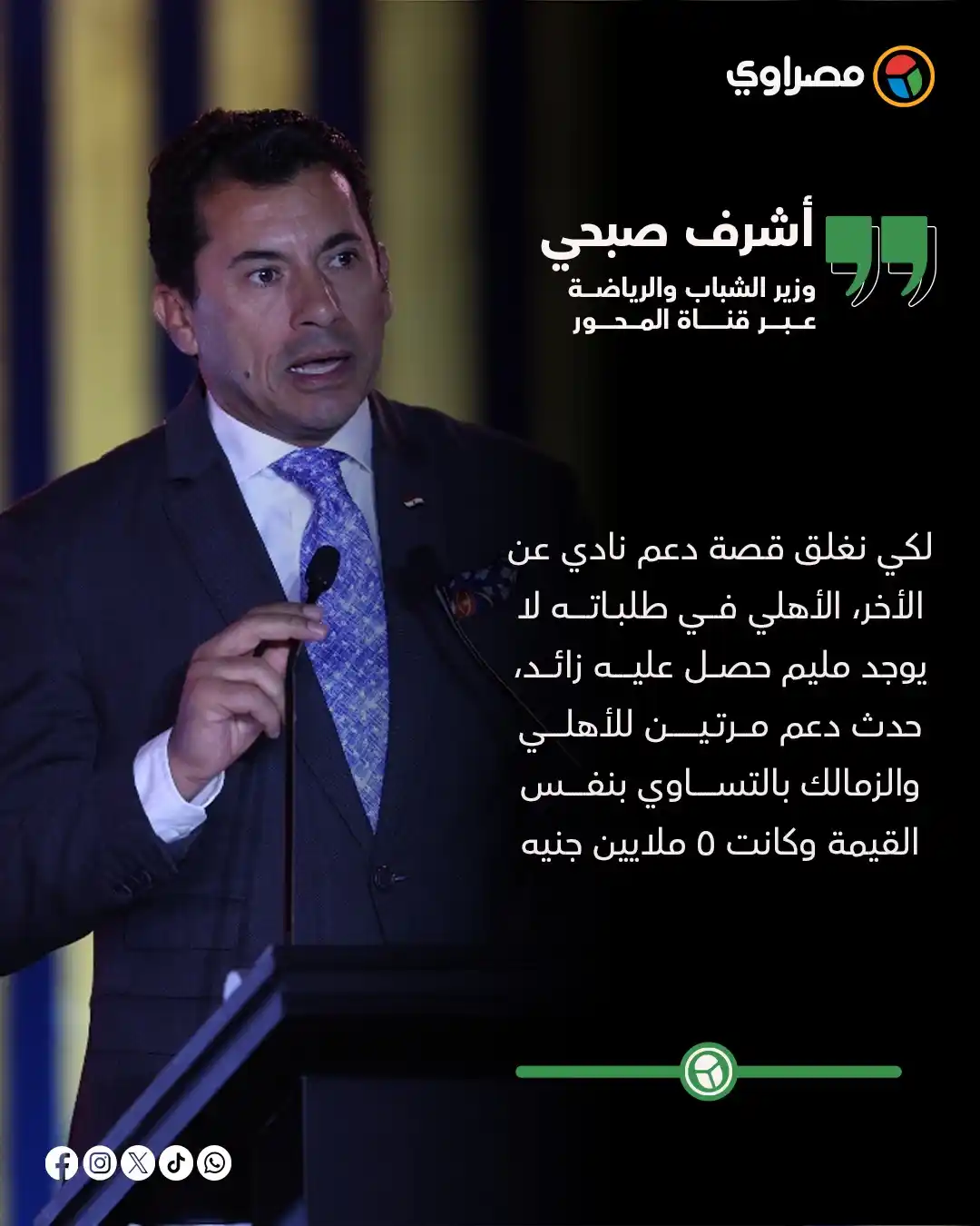 Image from مصراوي Masrawy: وزير الشباب والرياضة: الأهلي في طلباته لا يوجد مليم حصل عليه زائد...