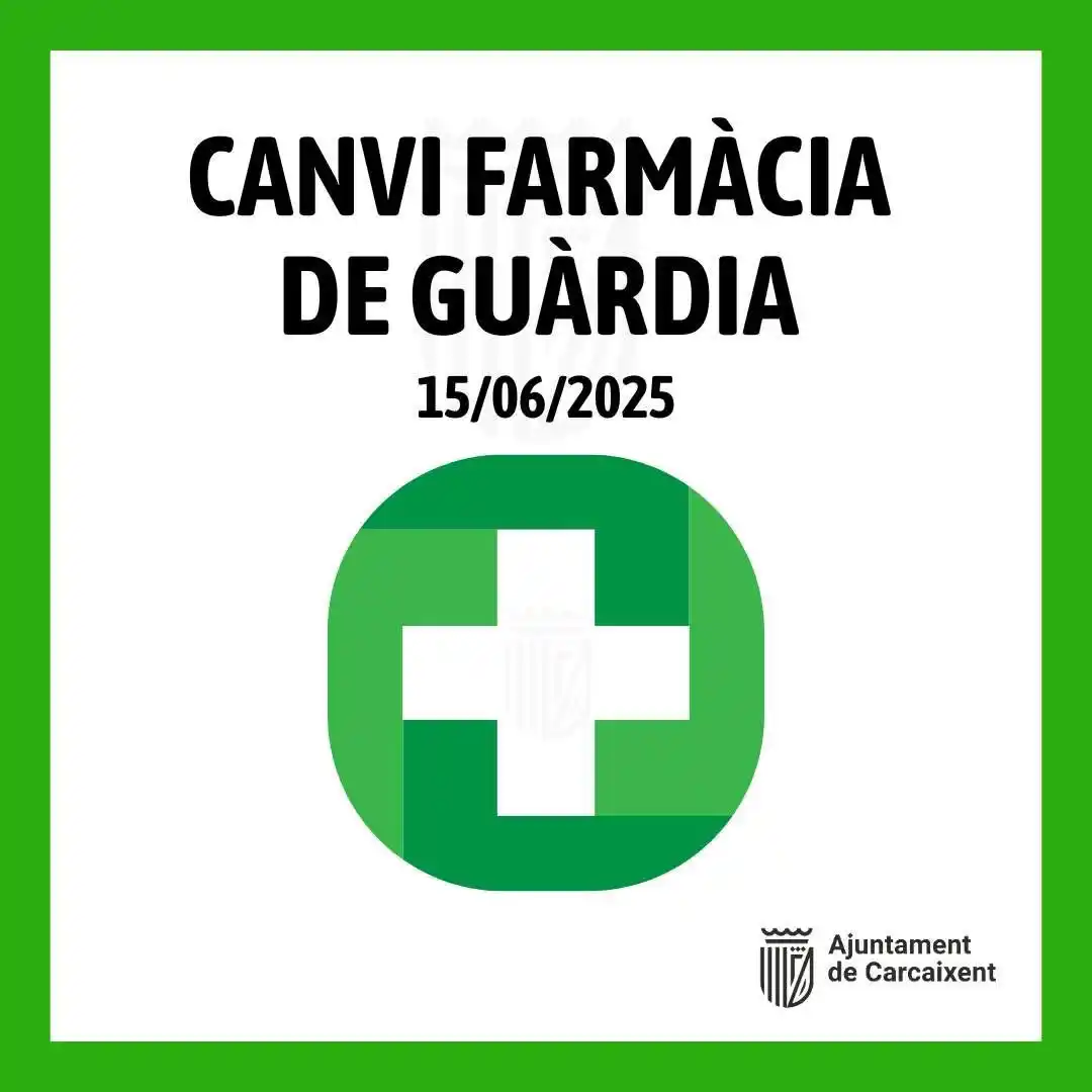Image from Ajuntament de Carcaixent: 💊 Per qüestions organitzatives en el dia de demà, diumenge 15 de juny...