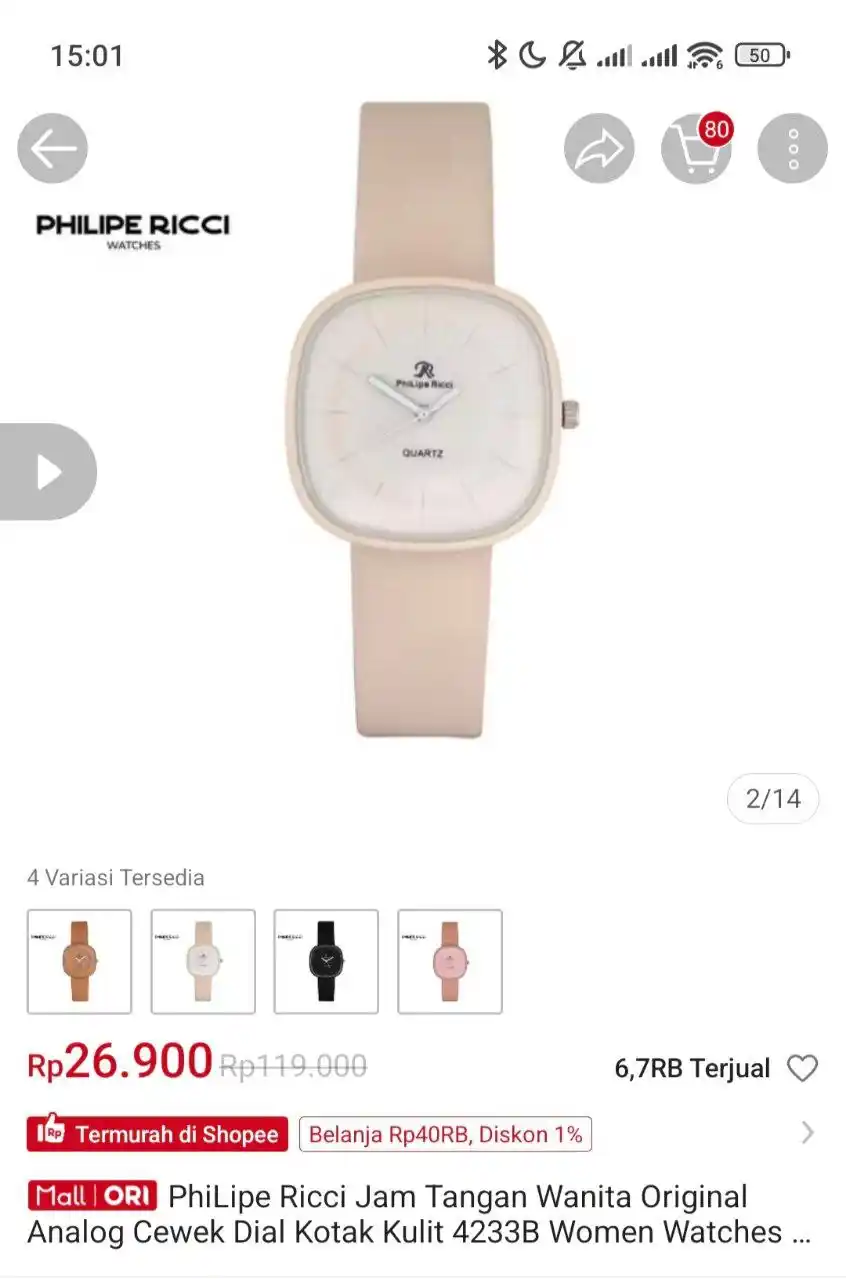 Image from Racun Shopee Receh: PhiLipe Ricci Jam Tangan Wanita Original Analog Cewek Dial Kotak Kulit...