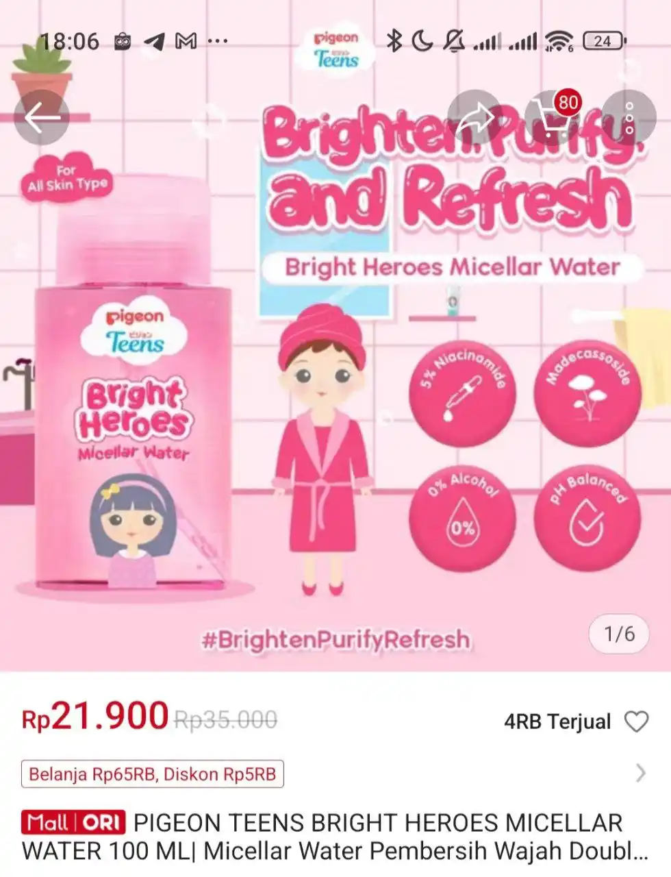 Image from Racun Shopee Receh: PIGEON TEENS BRIGHT HEROES MICELLAR WATER 100 ML Micellar Water Pember...