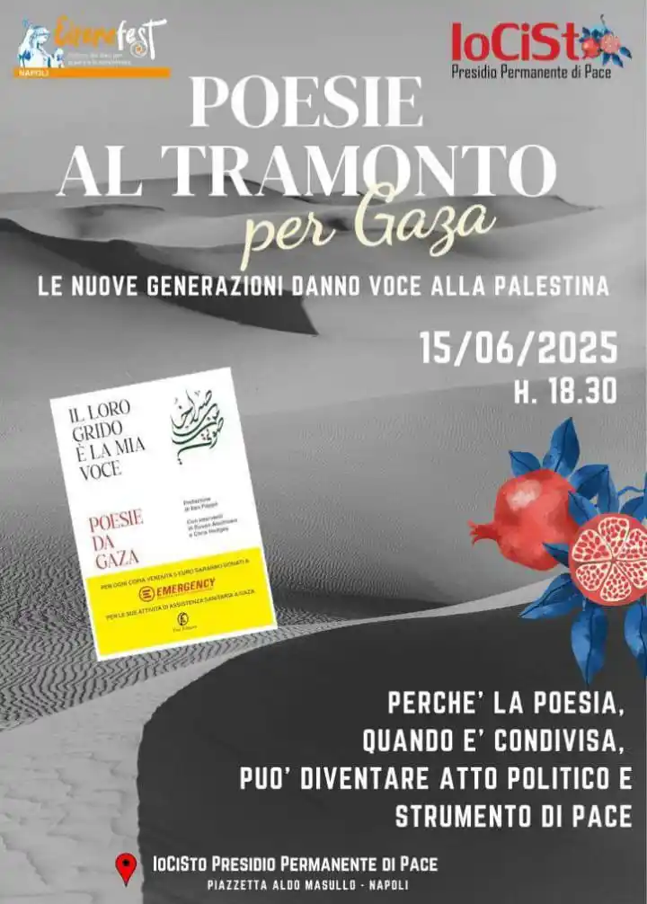 Image from IoCiSto - La Libreria di Tutti: Poesie al tramonto per Gaza 12 Giugno 2025 In un tempo attraversato...