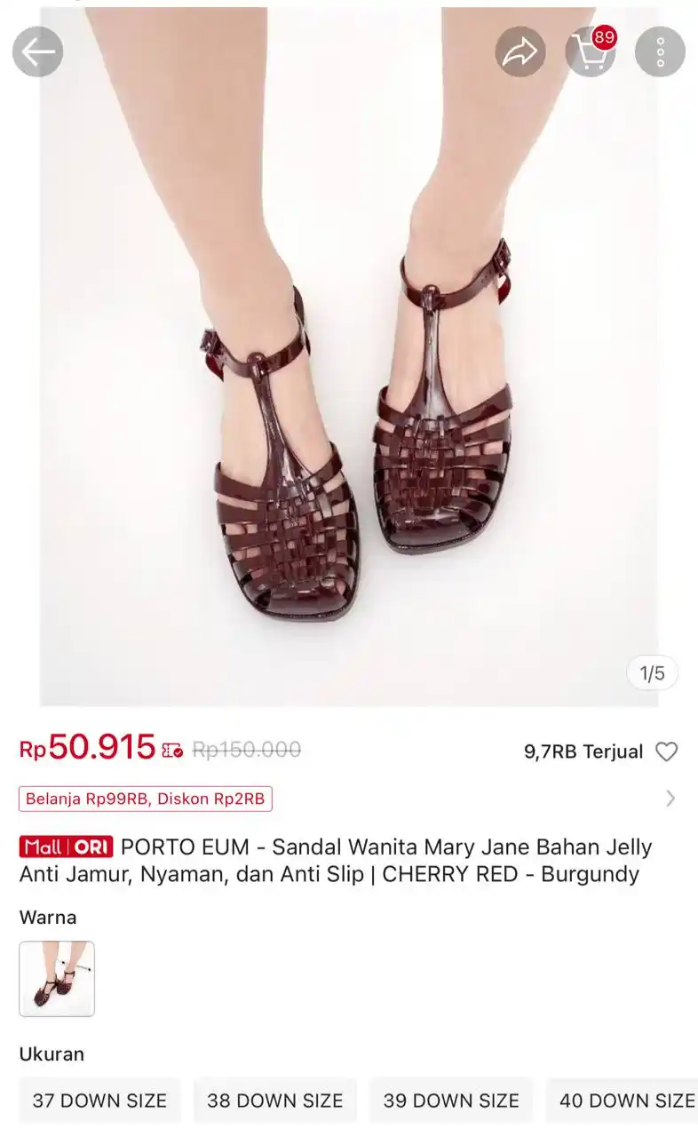 Image from Racun Shopee Receh: PORTO EUM - Sandal Wanita Mary Jane Bahan Jelly Anti Jamur, Nyaman, da...