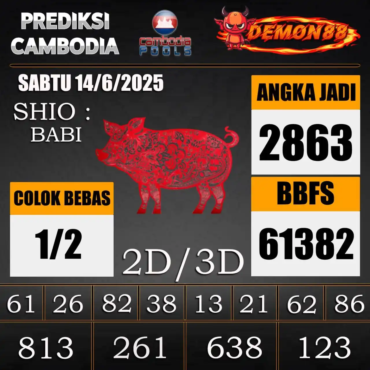Image from PREDIKSI TOGEL ONLINE 4D DEMON88 Situs TOTO Togel 4D Online Terbaik Bandar Togel Online Terpercaya: PREDIKSI TOGEL CAMBODIA 🇰🇭🇰🇭🇰🇭🇰🇭🇰🇭🇰🇭 14 June 2025 BBFS :...