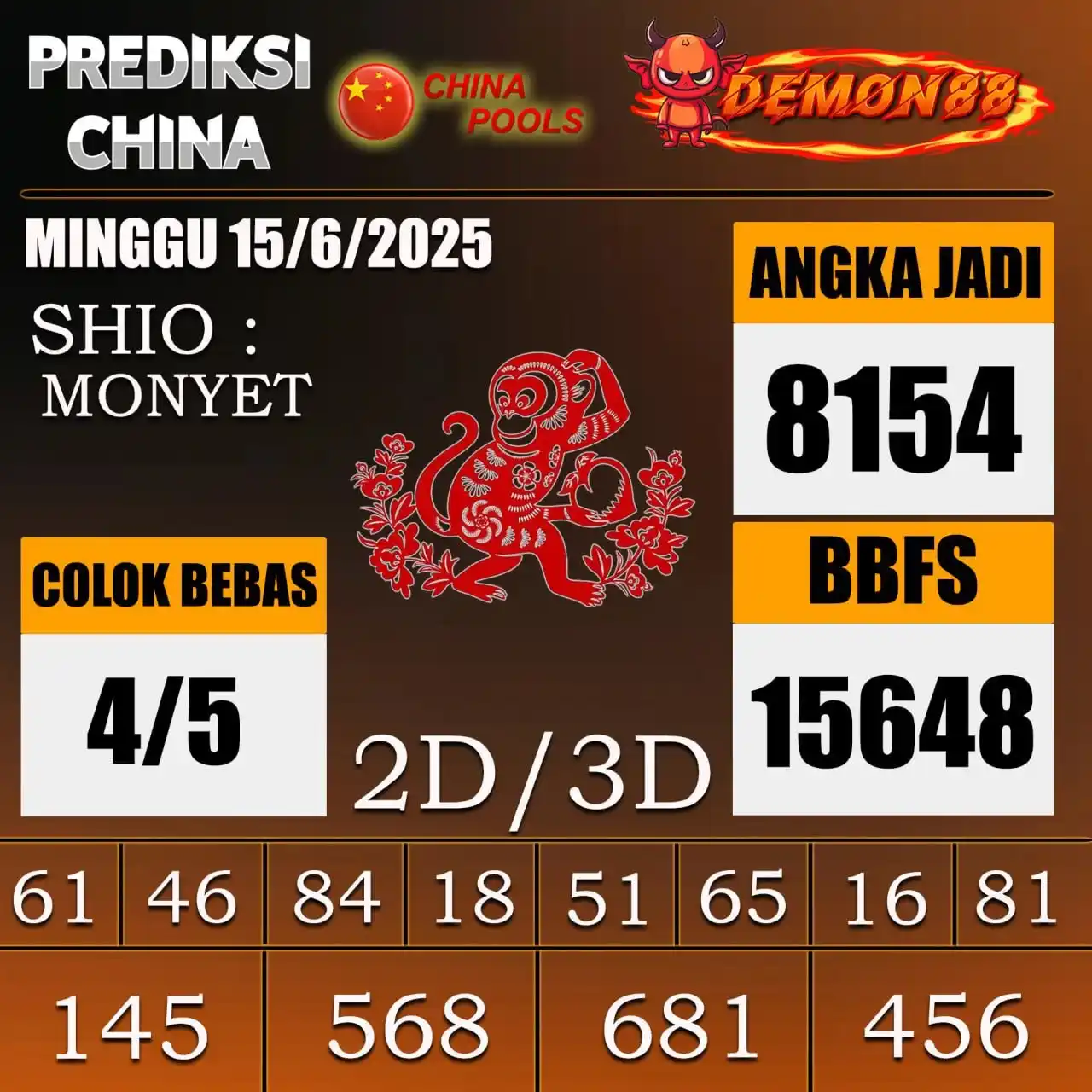 Image from PREDIKSI TOGEL ONLINE 4D DEMON88 Situs TOTO Togel 4D Online Terbaik Bandar Togel Online Terpercaya: PREDIKSI TOGEL CHINA 🇨🇳🇨🇳🇨🇳🇨🇳🇨🇳🇨🇳 15 June 2025 BBFS : 156...