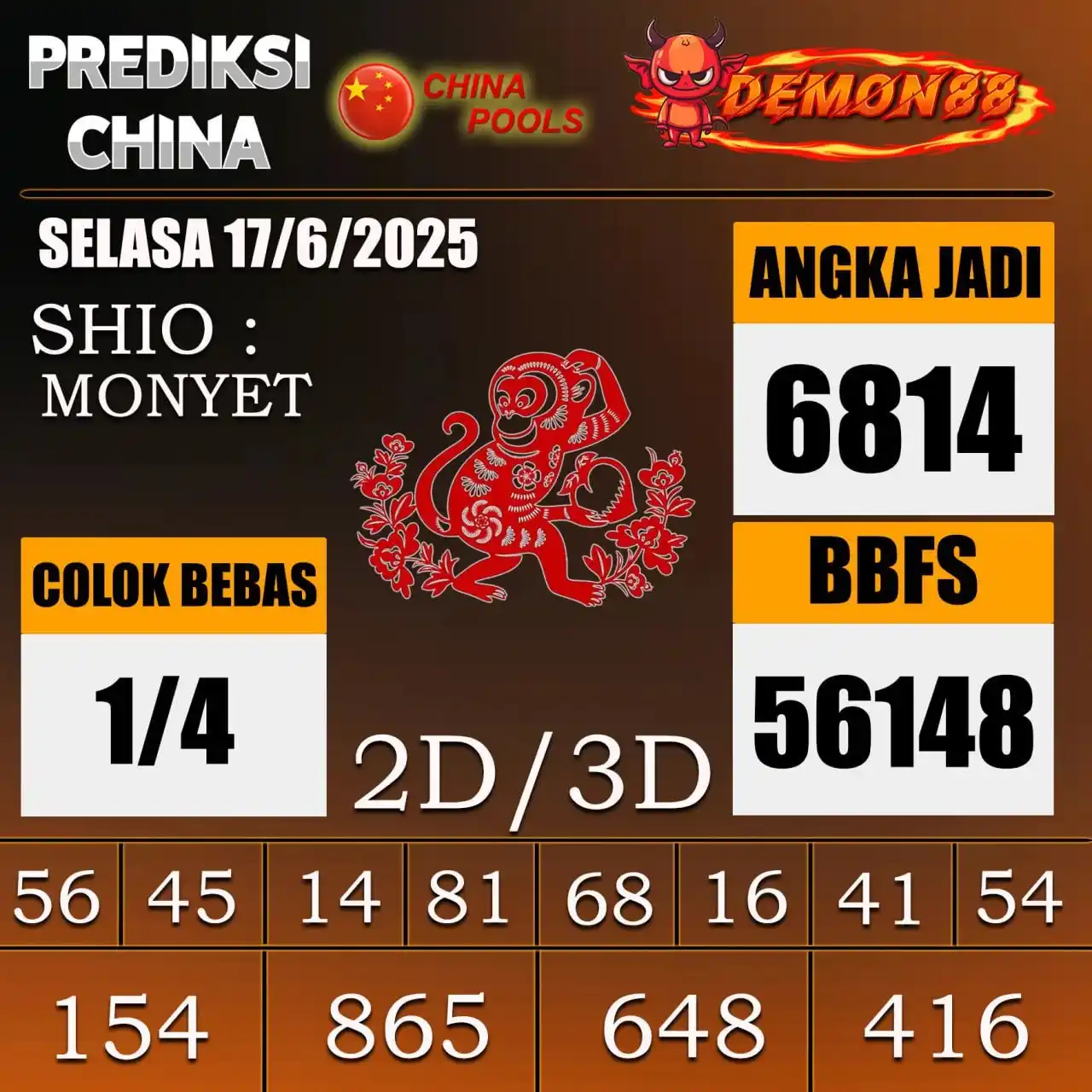 Image from PREDIKSI TOGEL ONLINE 4D DEMON88 Situs TOTO Togel 4D Online Terbaik Bandar Togel Online Terpercaya: PREDIKSI TOGEL CHINA 🇨🇳🇨🇳🇨🇳🇨🇳🇨🇳🇨🇳 17 June 2025 BBFS : 561...