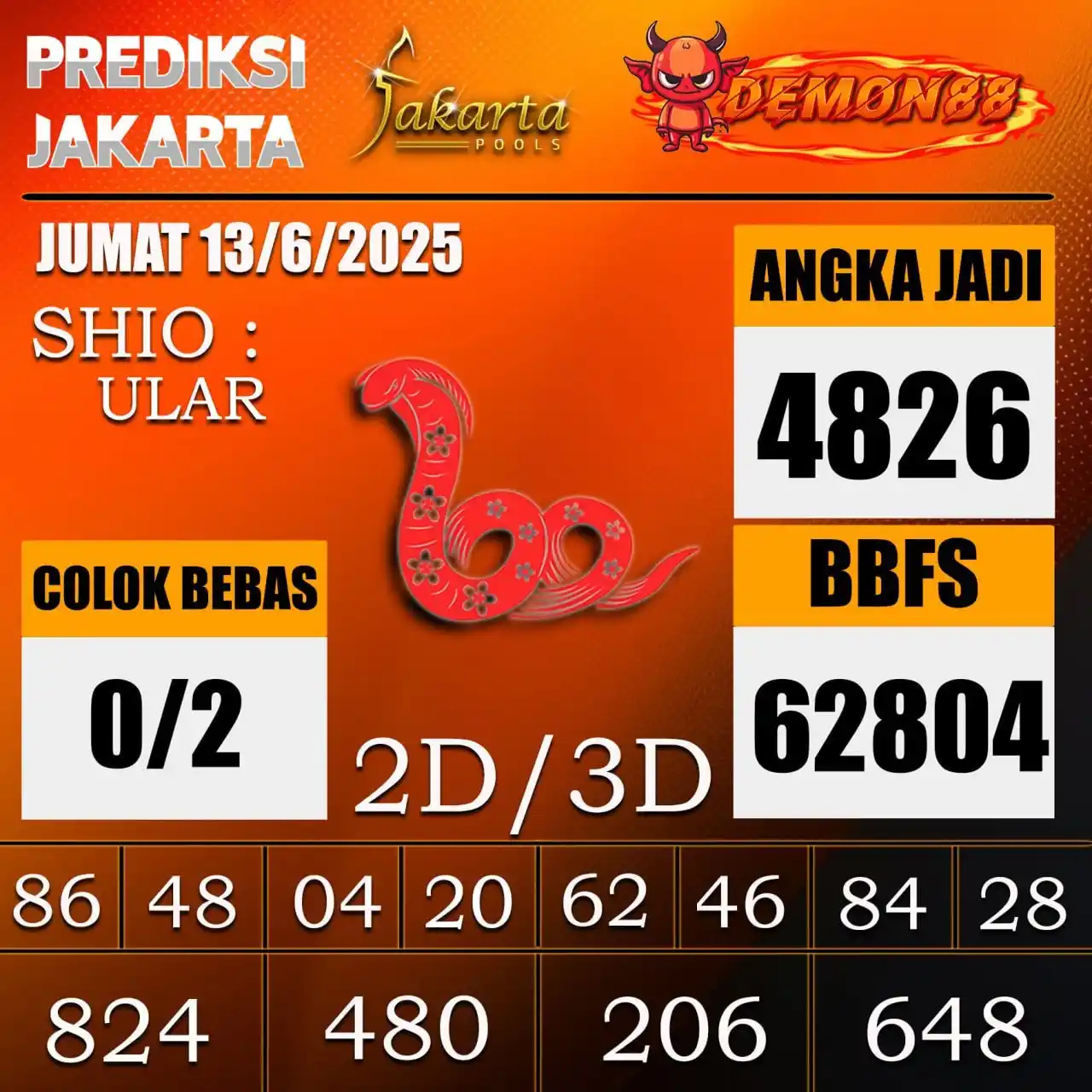 Image from PREDIKSI TOGEL ONLINE 4D DEMON88 Situs TOTO Togel 4D Online Terbaik Bandar Togel Online Terpercaya: PREDIKSI TOGEL JAKARTA 🇮🇩🇮🇩🇮🇩🇮🇩🇮🇩🇮🇩 13 June 2025 BBFS : 62...