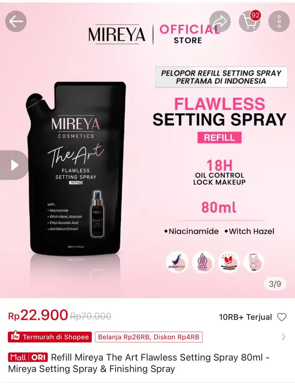 Image from Racun Shopee Receh: Refill Mireya The Art Flawless Setting Spray 80ml - Mireya Setting Spr...