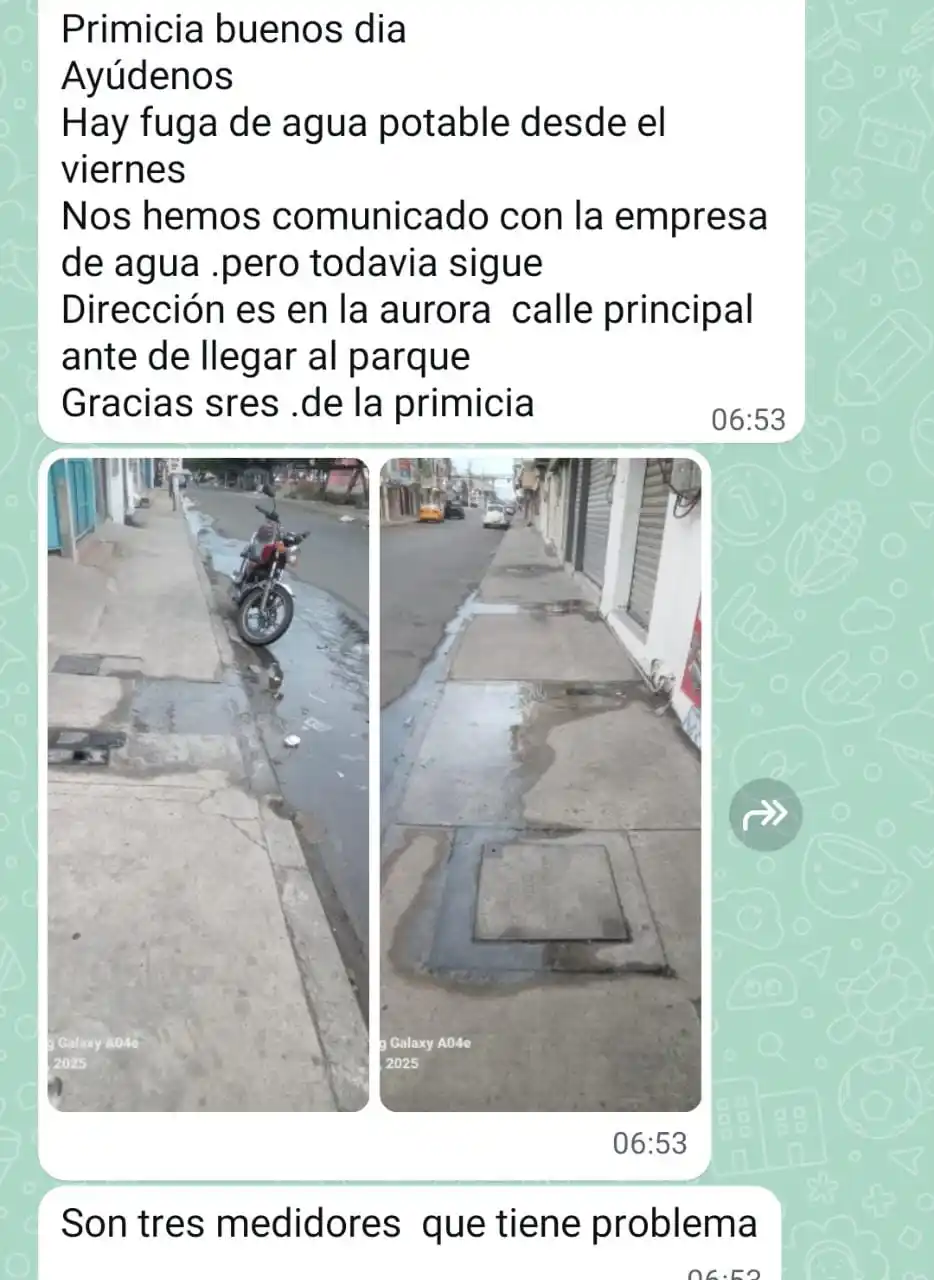 Image from La Primicia De Manta: Reportan fuga de agua desde el día viernes 🚨👆🏽...